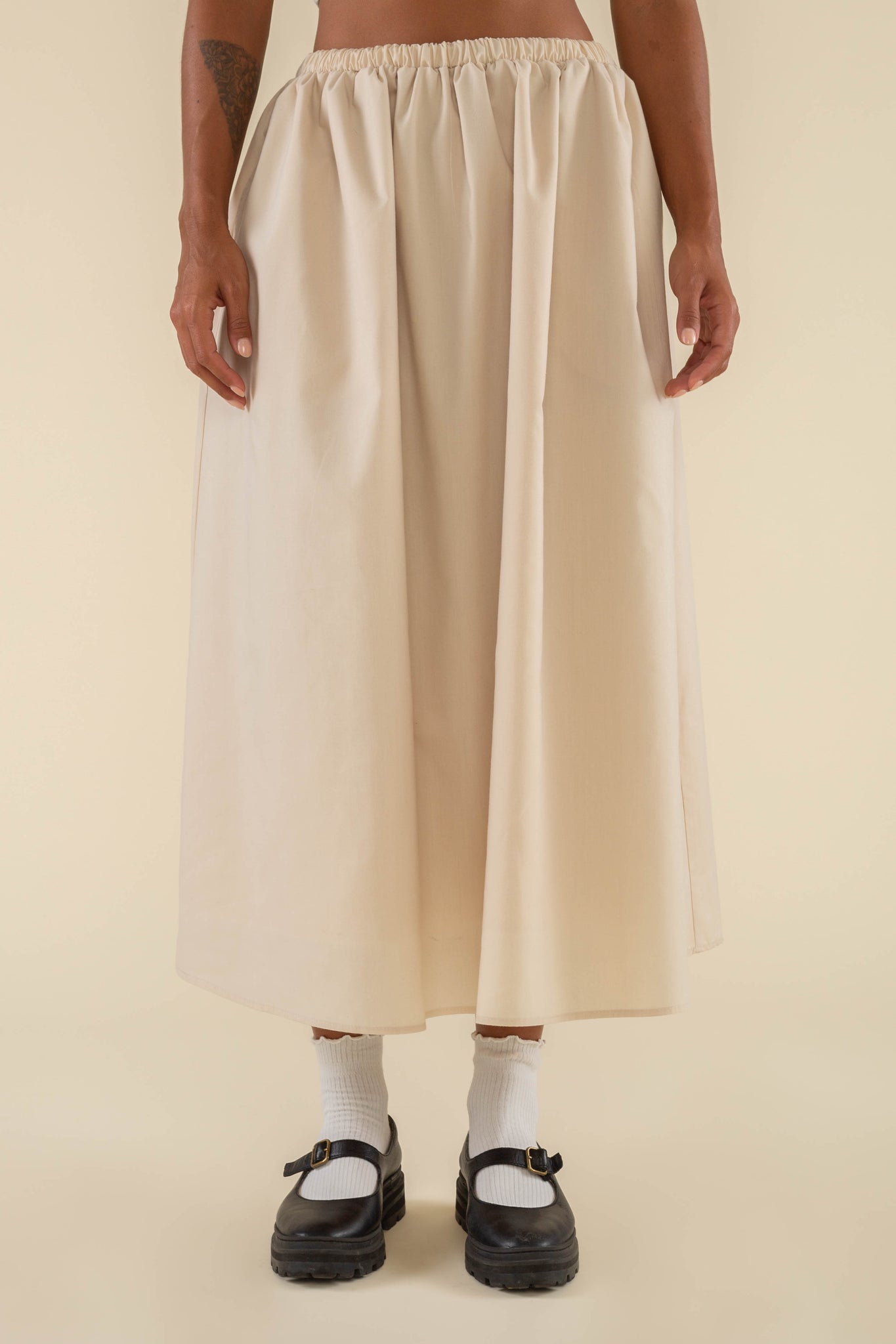 Larchmont Full A-Line Poplin Midi Skirt