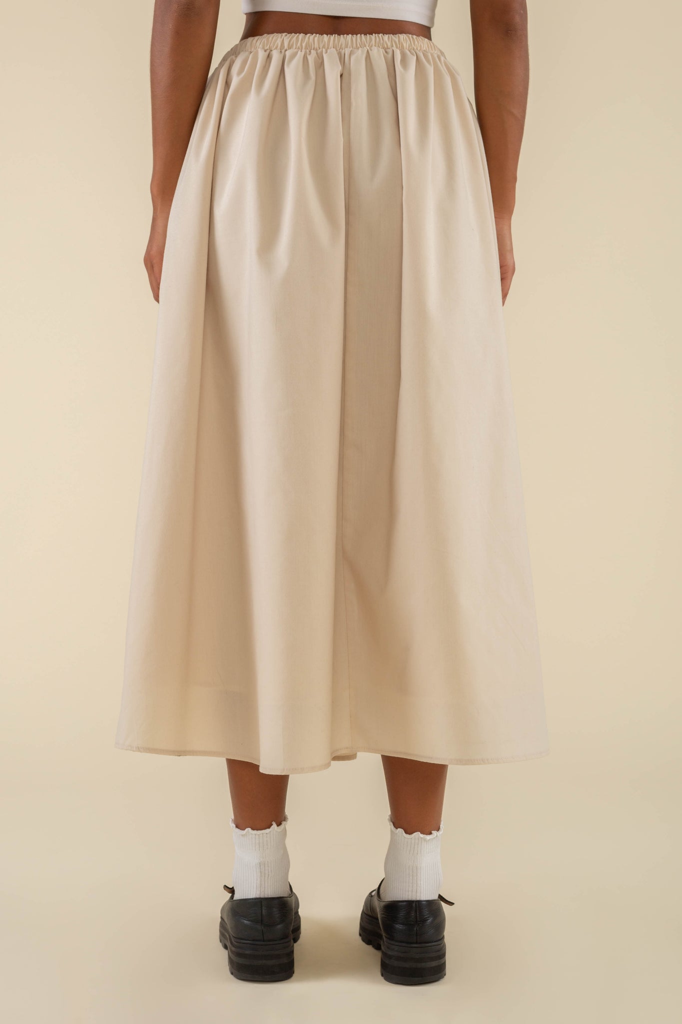 Larchmont Full A-Line Poplin Midi Skirt