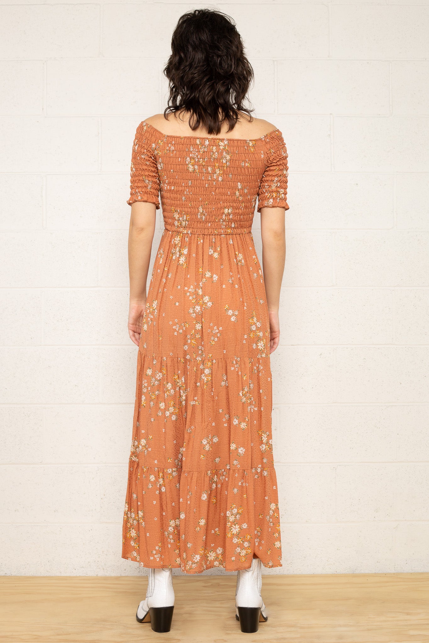 Smocked Off Shoulder Dress