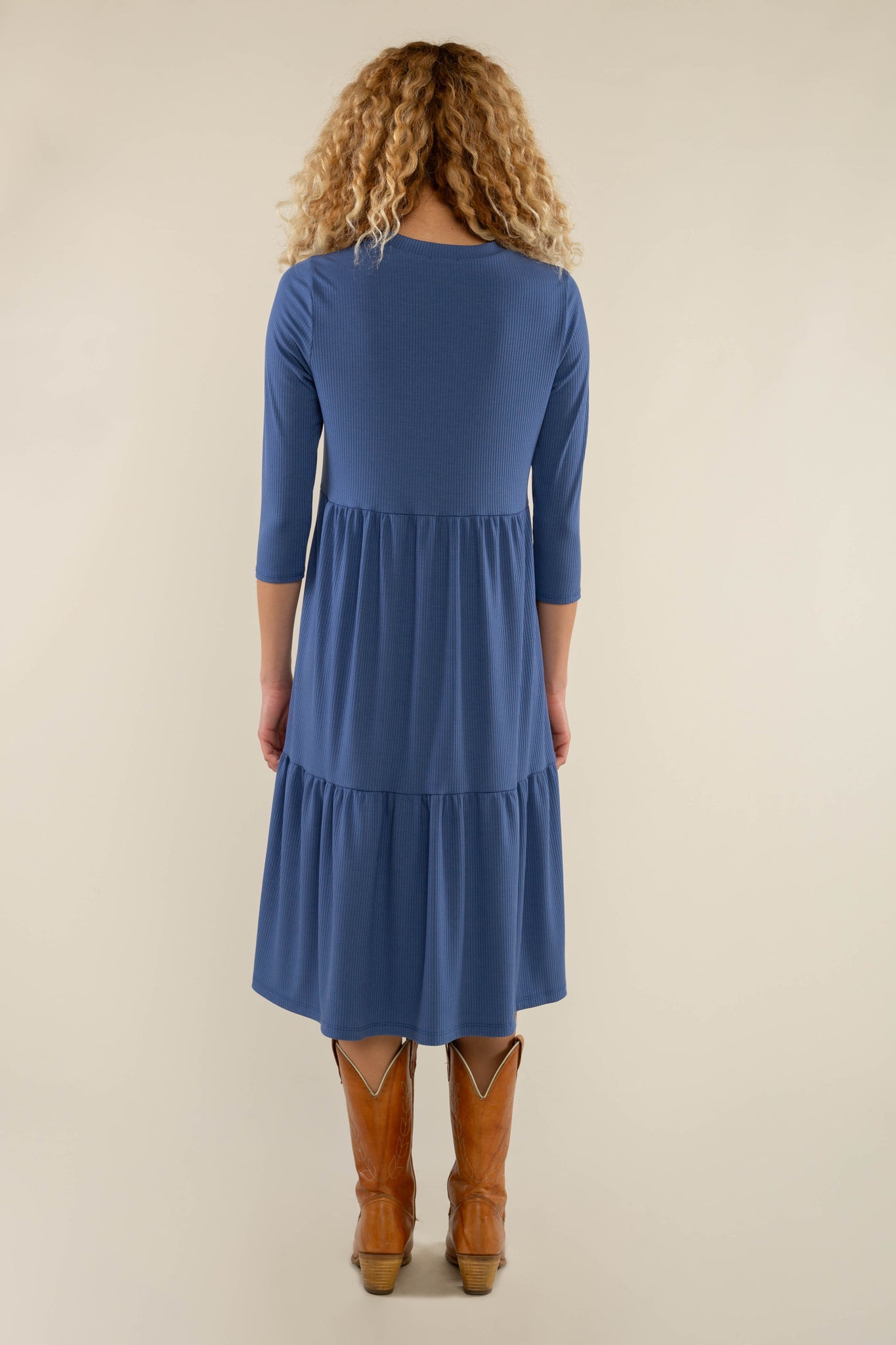 3/4 Sleeve Rib Dress