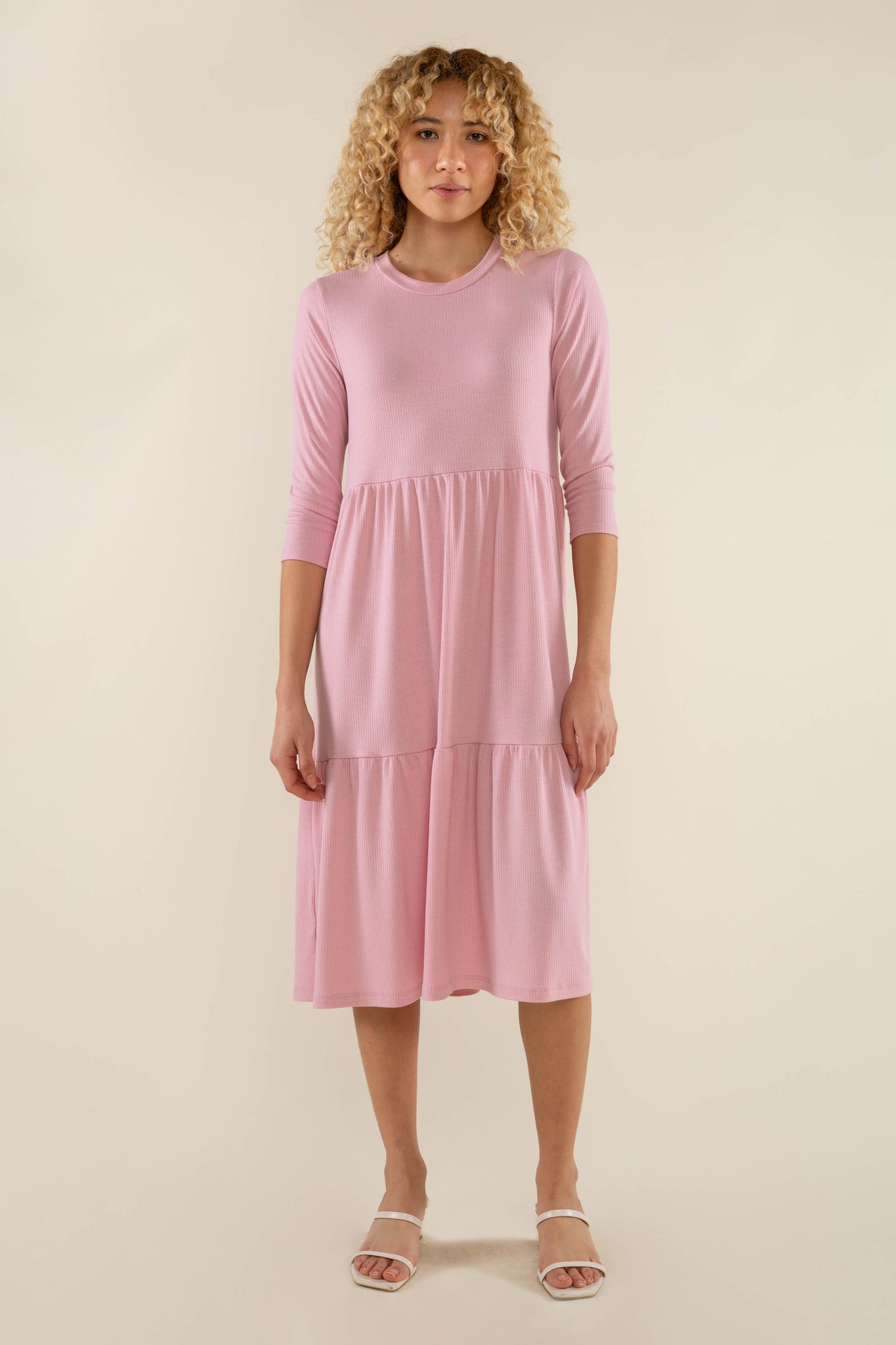 3/4 Sleeve Rib Dress