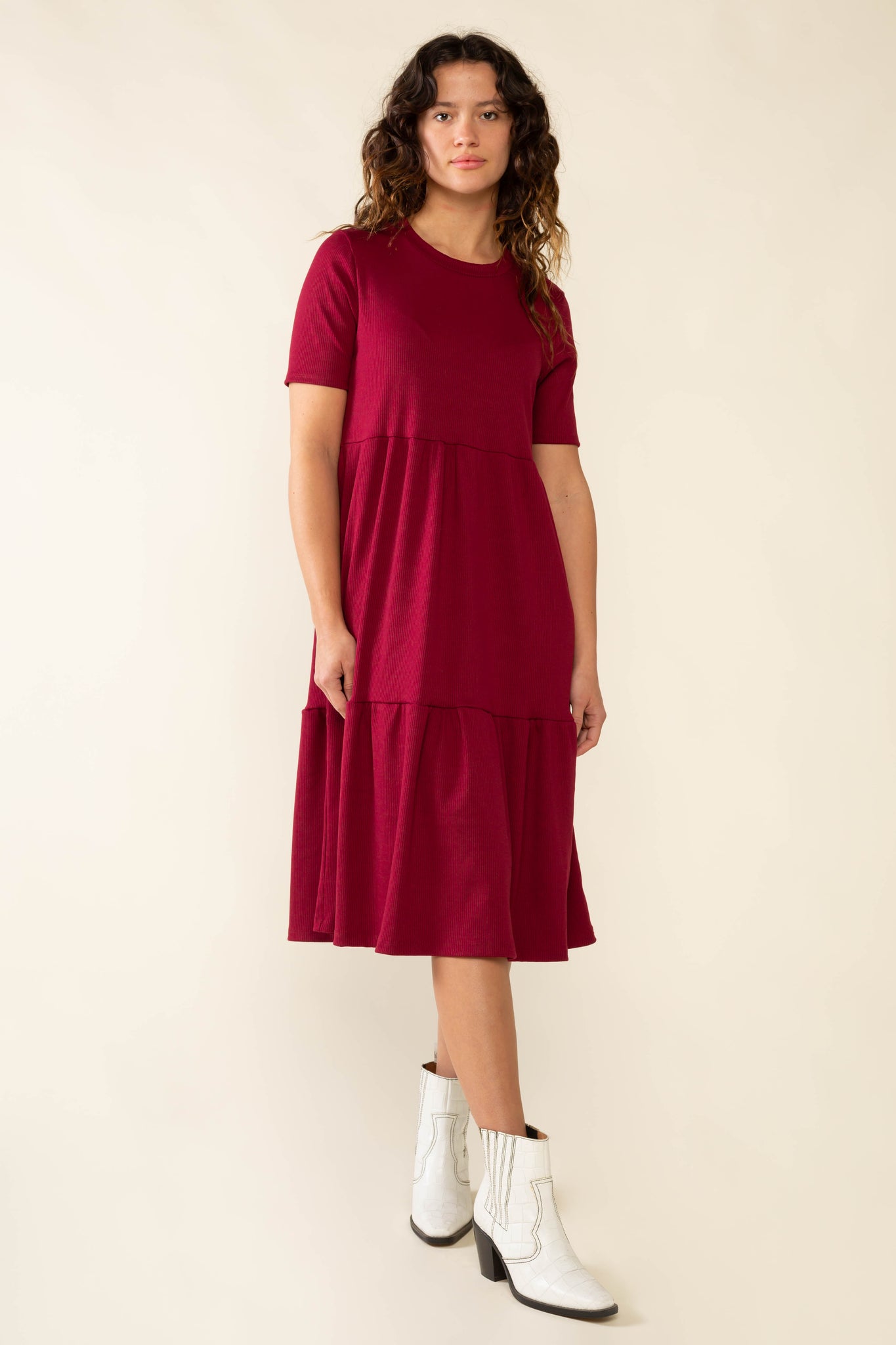 Short Sleeve Rib Dress