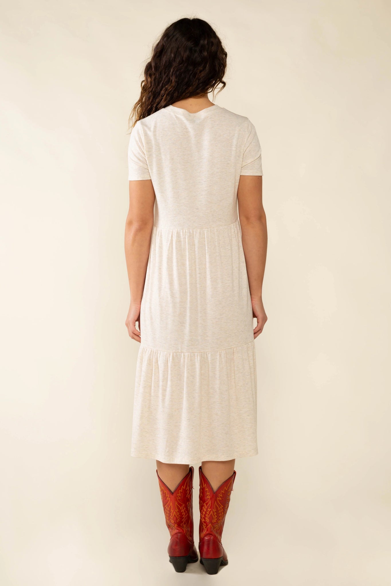 Short Sleeve Tiered Rib Dress