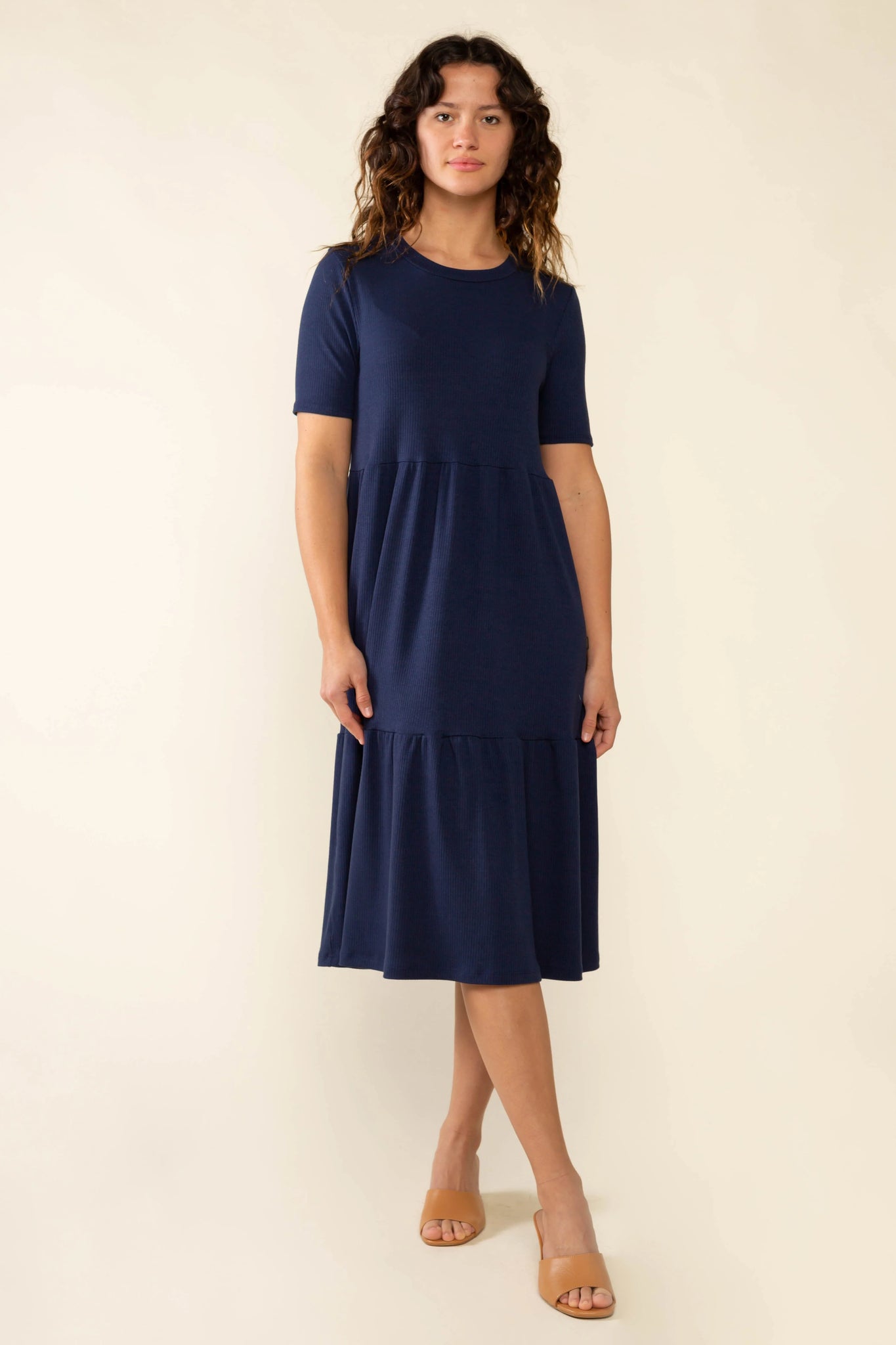 Short Sleeve Tiered Rib Dress