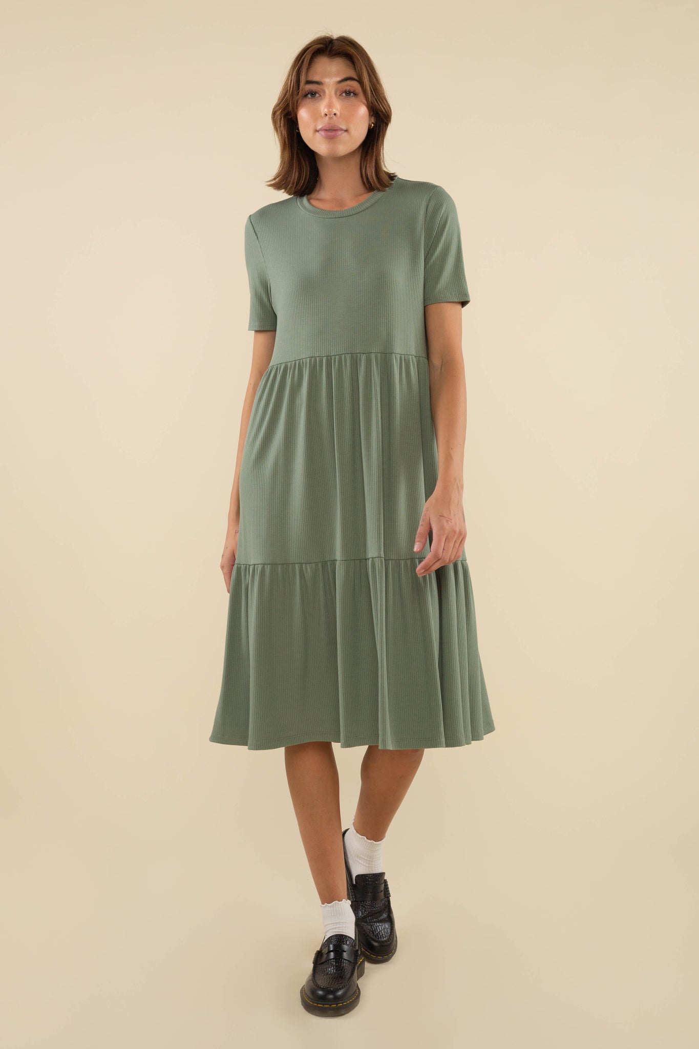 Short Sleeve Rib Dress
