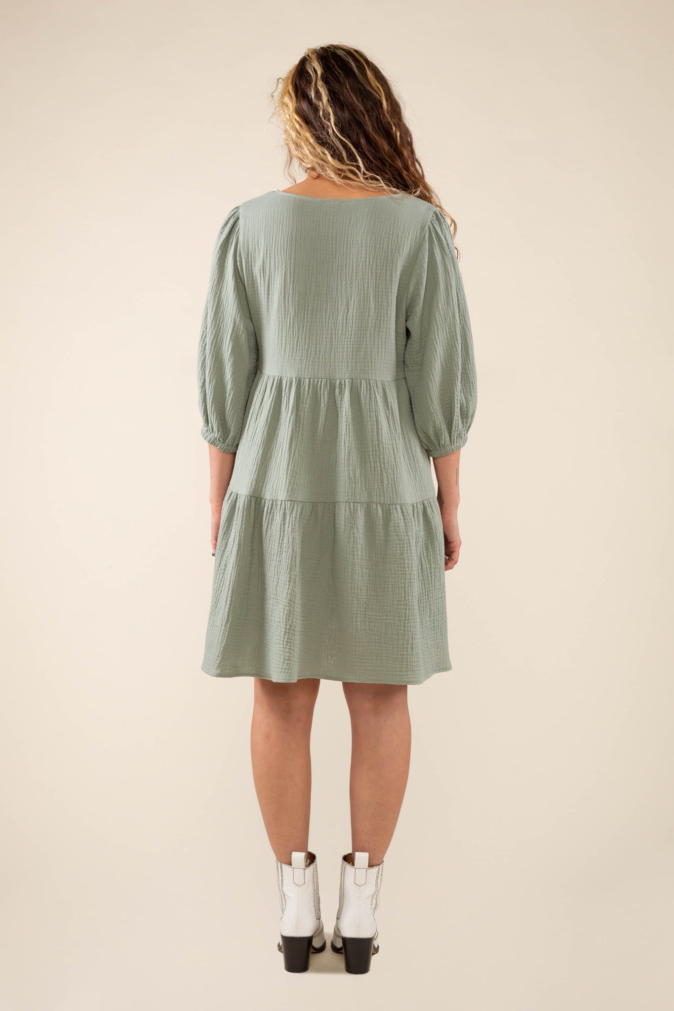 Cotton Gauze Tiered Dress