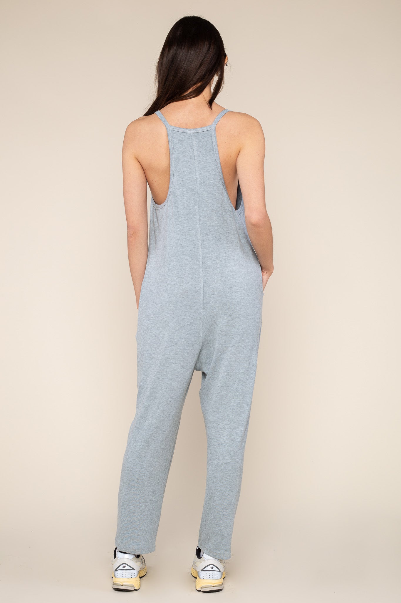 V-Neck Jersey Knit Jumpsuit