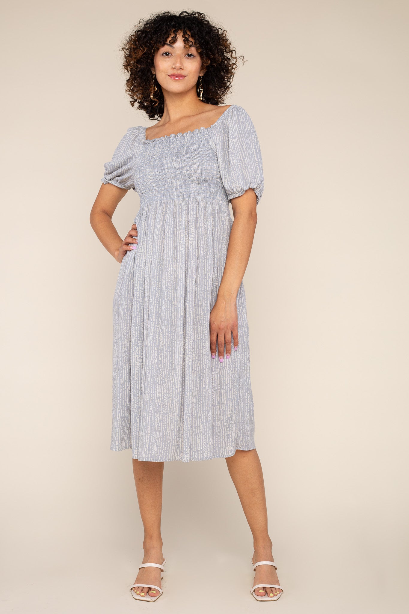 Smocked Knee Length Dress