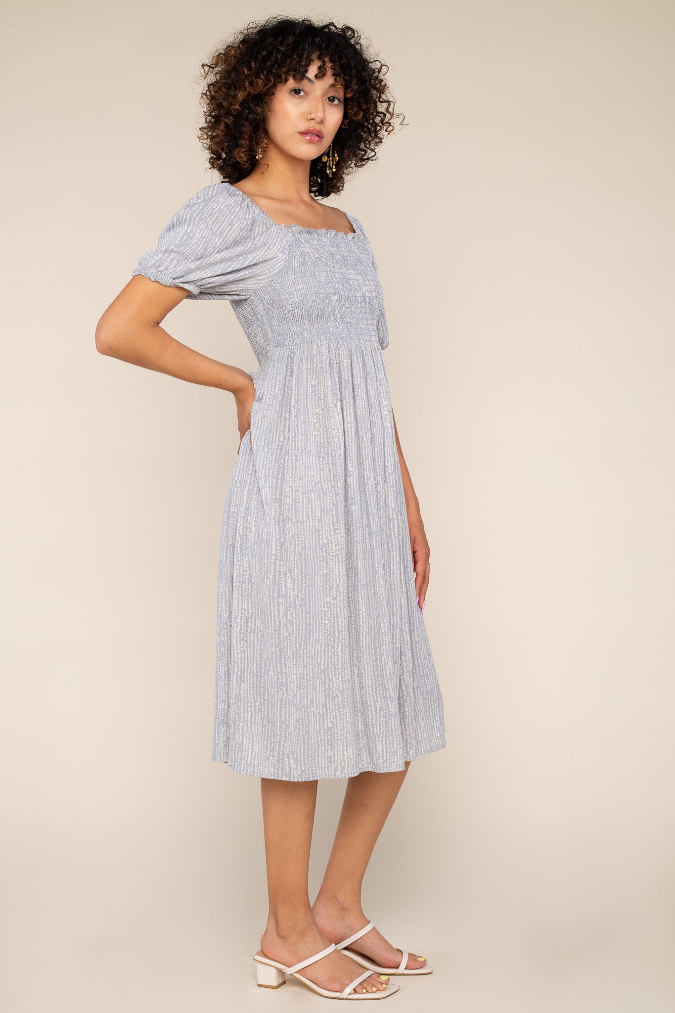 Smocked Knee Length Dress