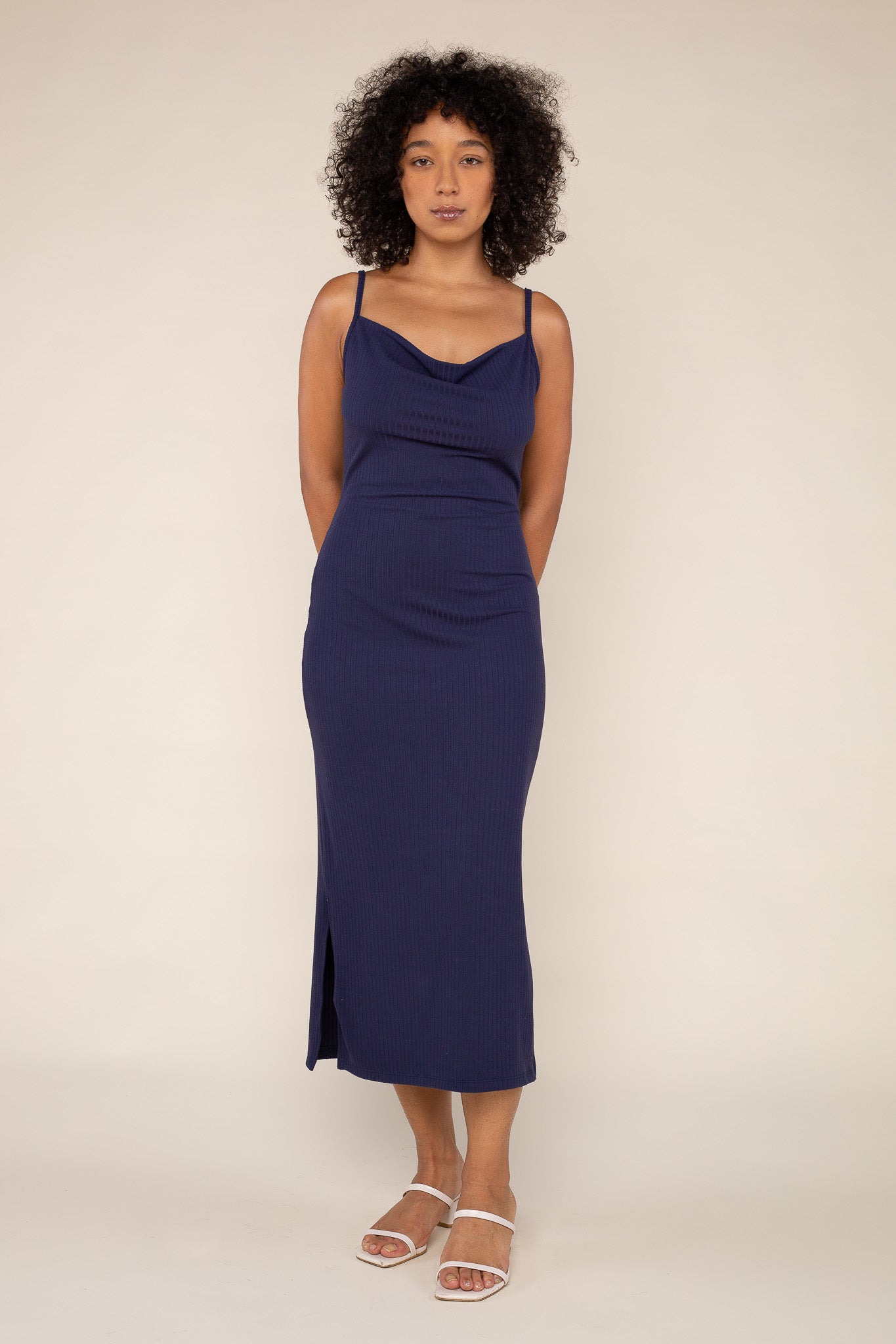 Rib Cowel Neck Dress