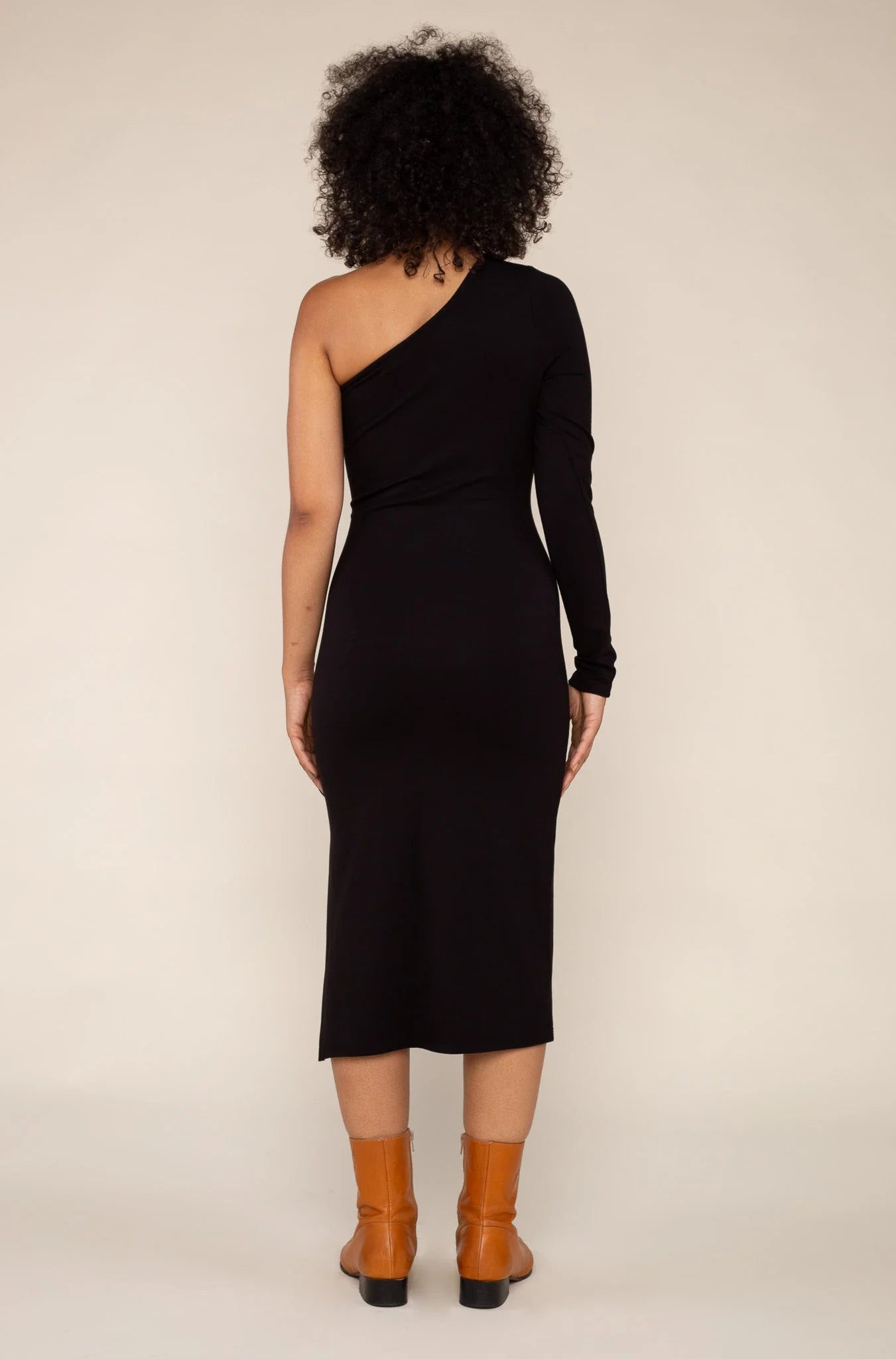 One Shoulder Long Sleeve Luxe Dress