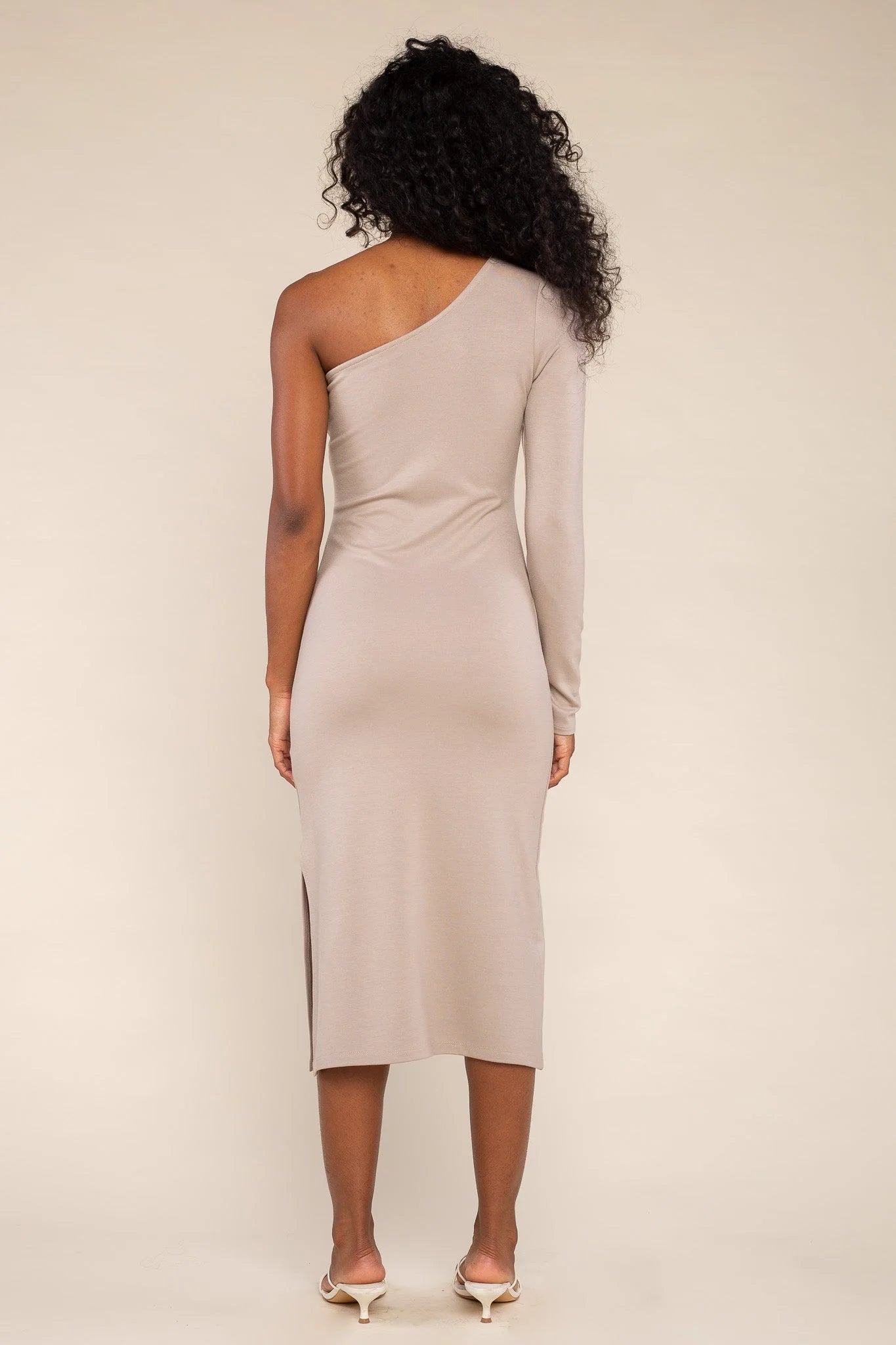 One Shoulder Long Sleeve Luxe Dress