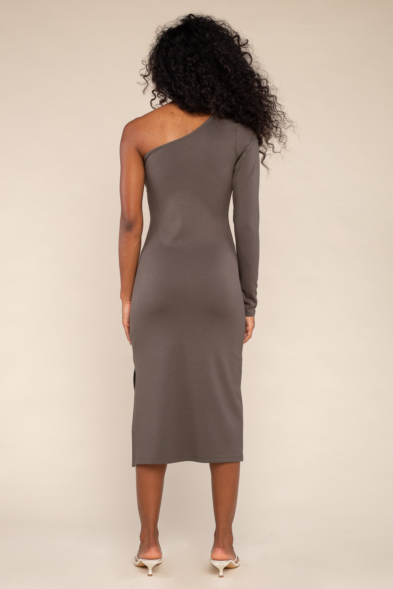 One Shoulder Long Sleeve Luxe Dress