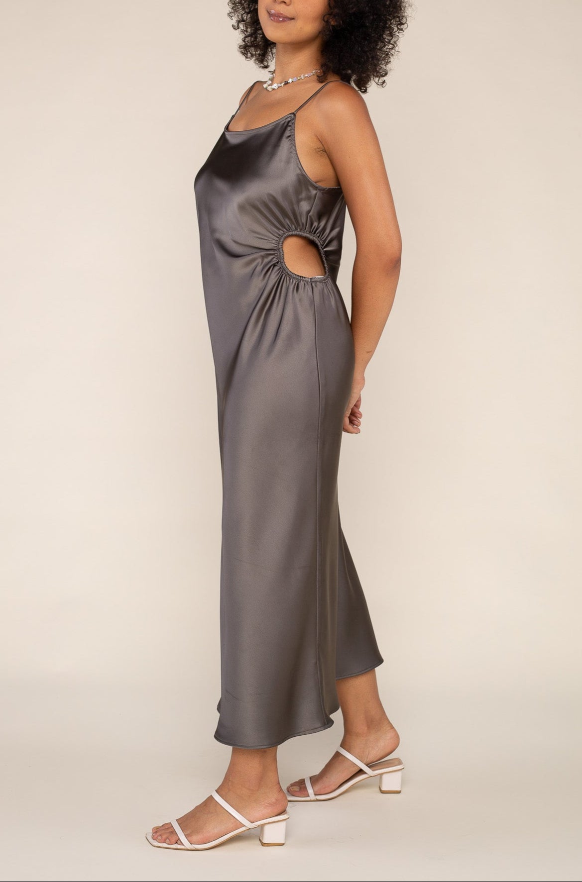 Cut Out Satin Slip Dress