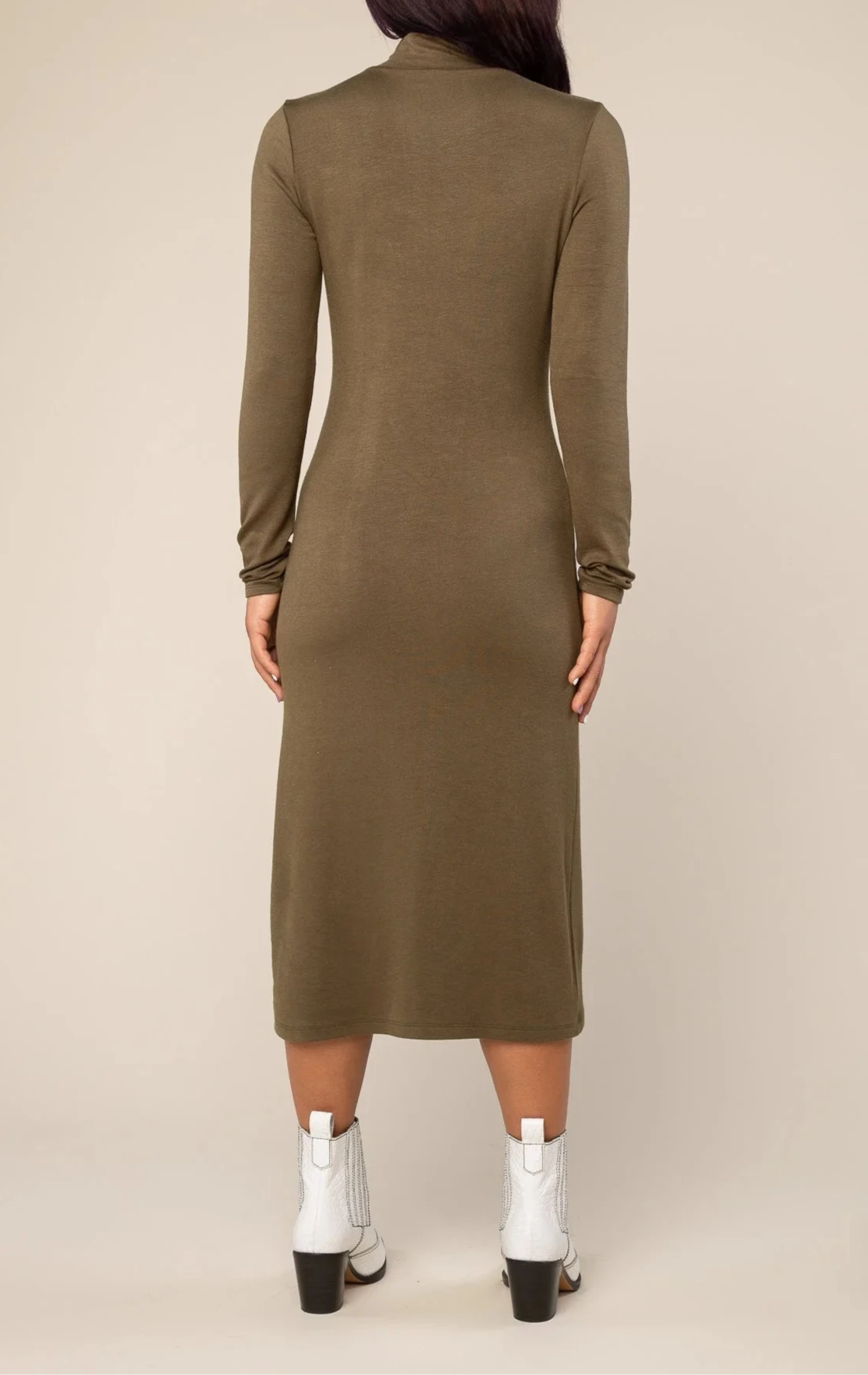 Mock Neck Slit Dress