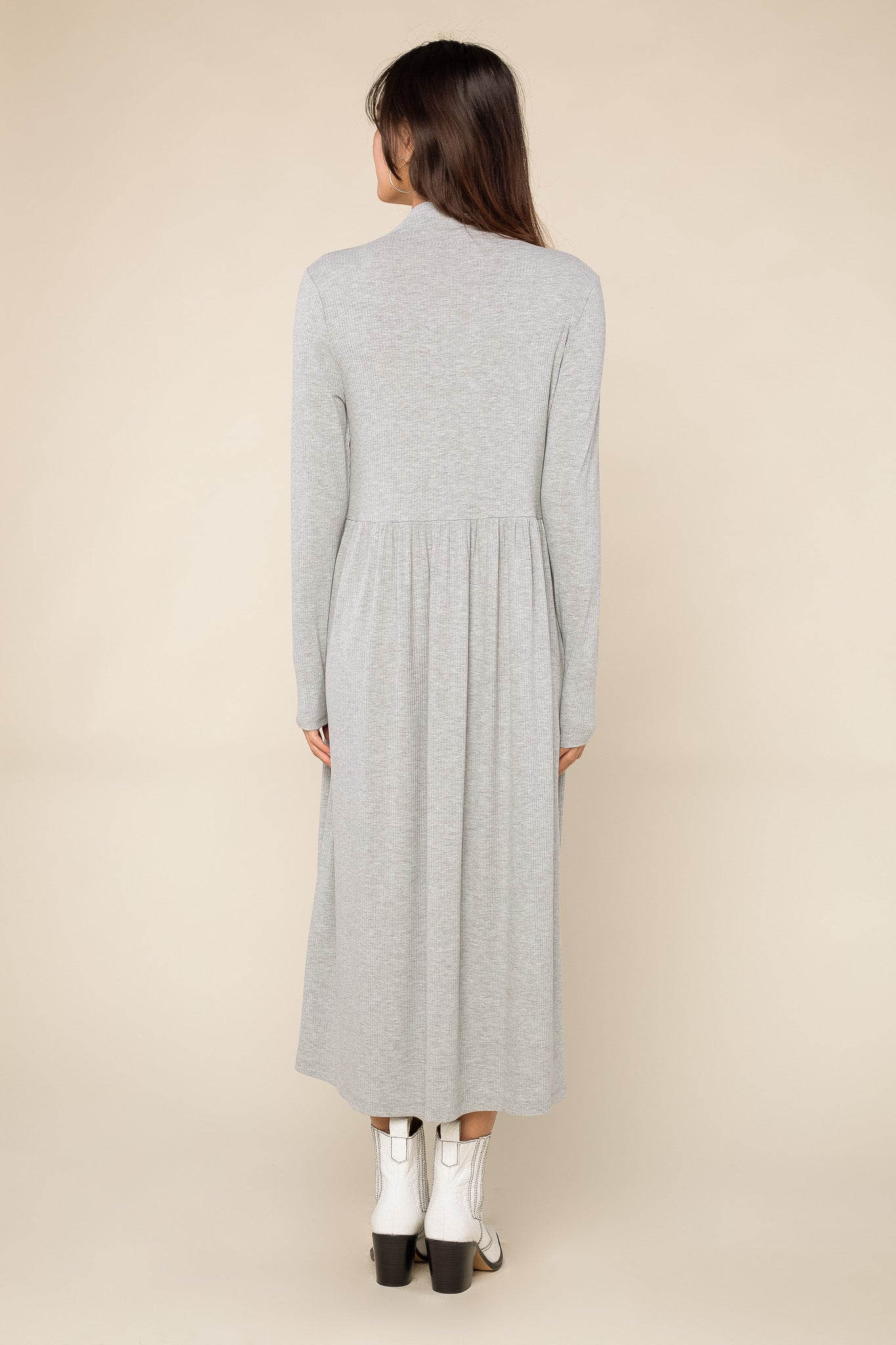 Rib Mock Neck Midi Dress