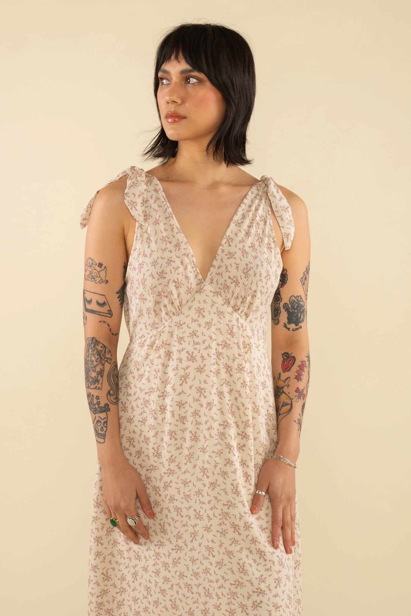 V-neck Ditsy Dress