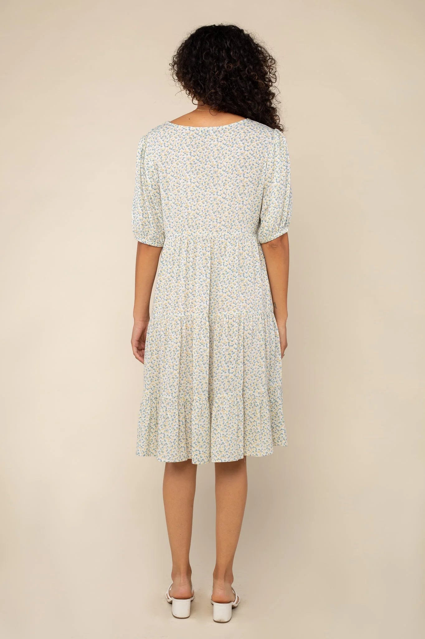 V-neck Tiered Ditsy Dress