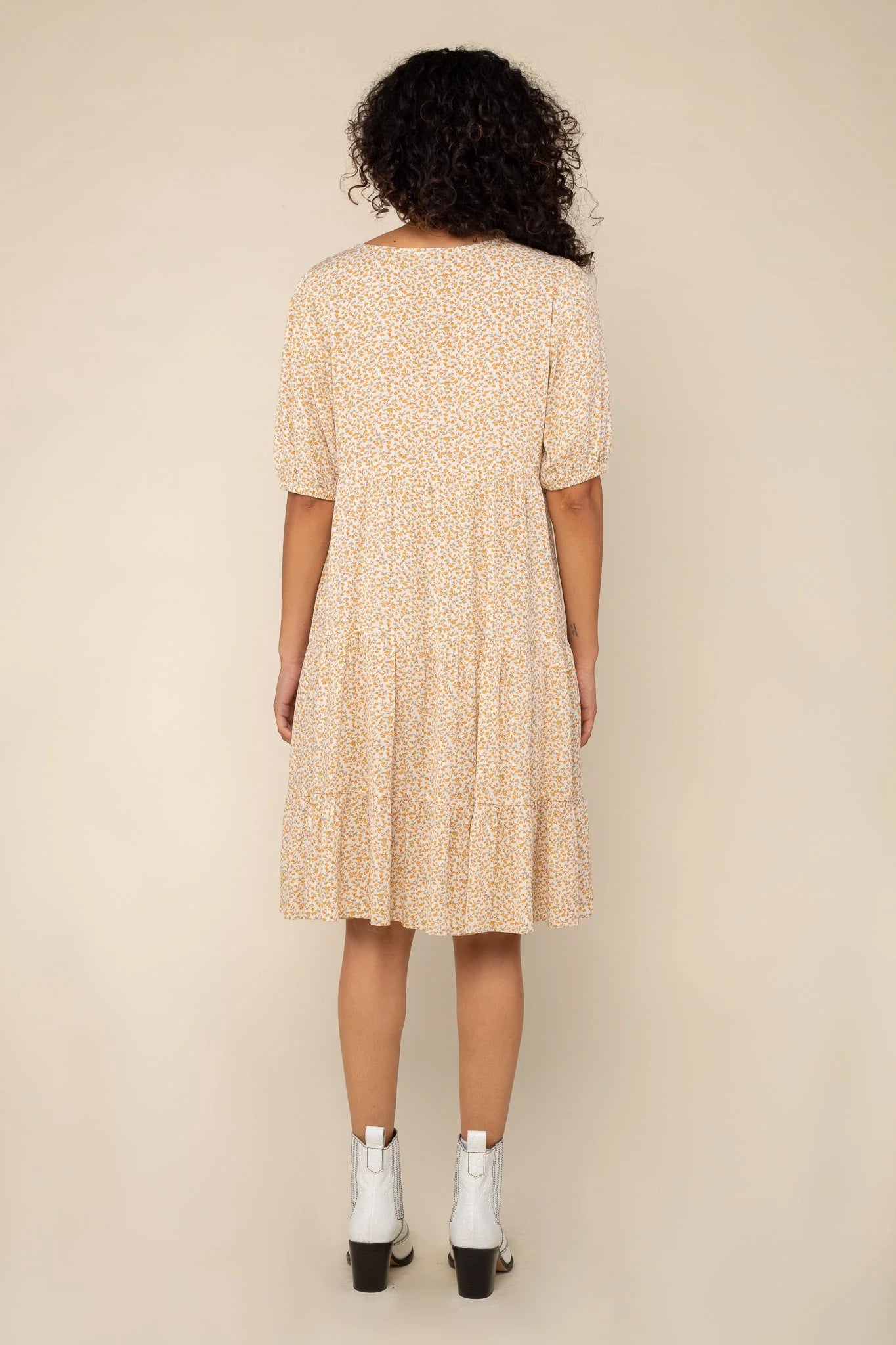 V-neck Tiered Ditsy Dress