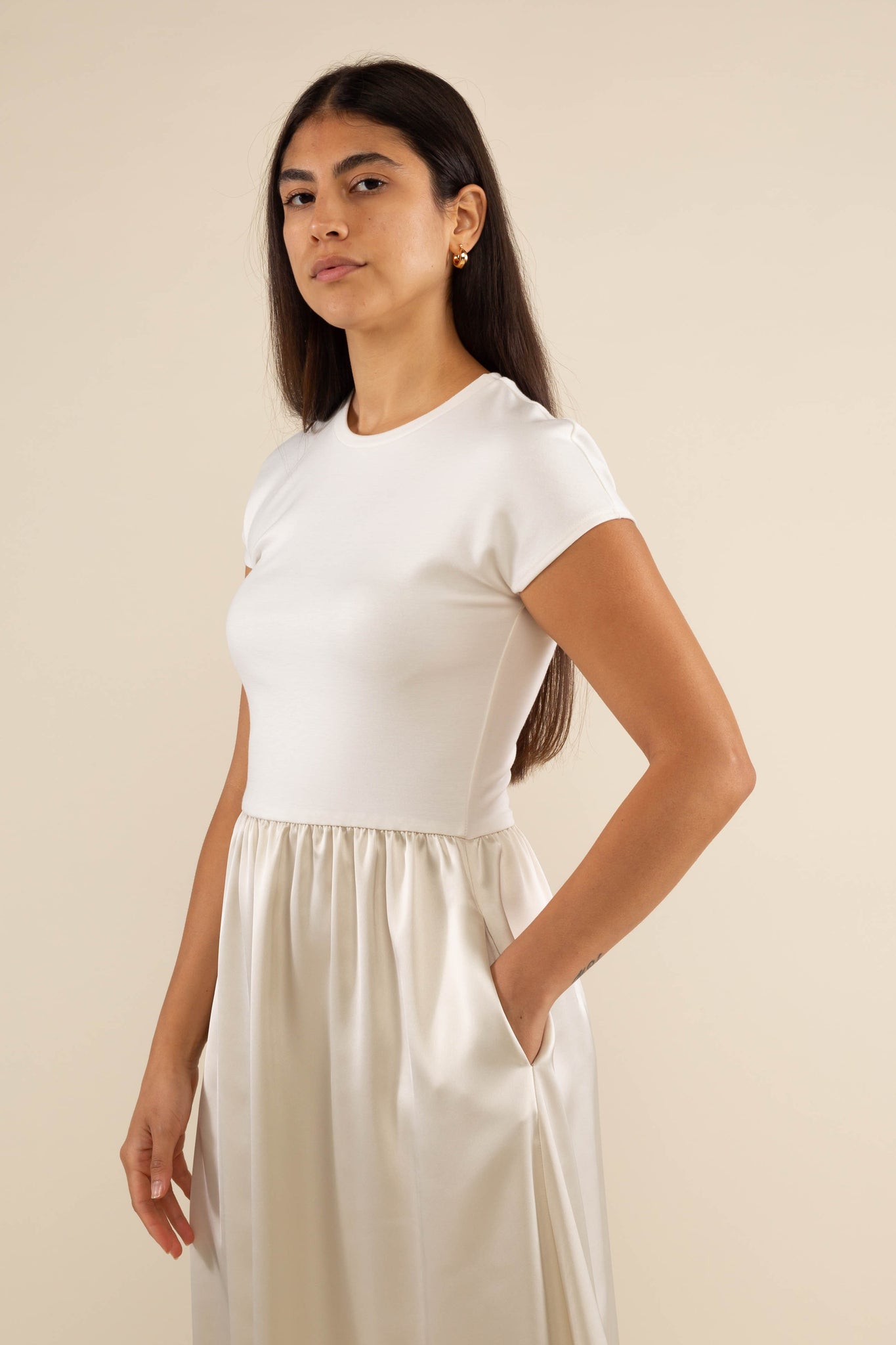 Contrast Midi Dress