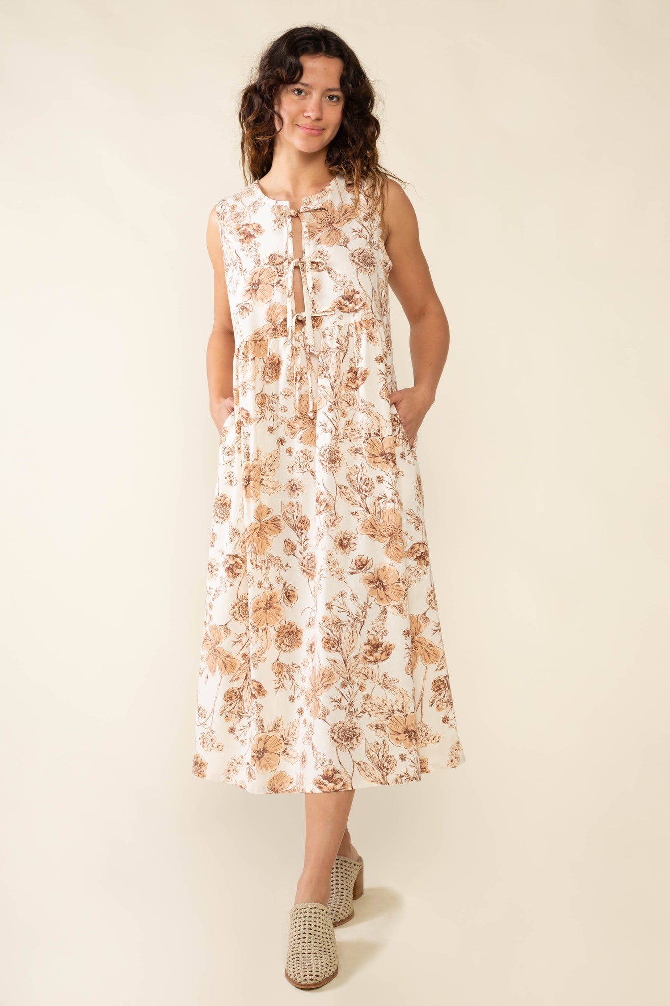 Floral Tie Midi Dress
