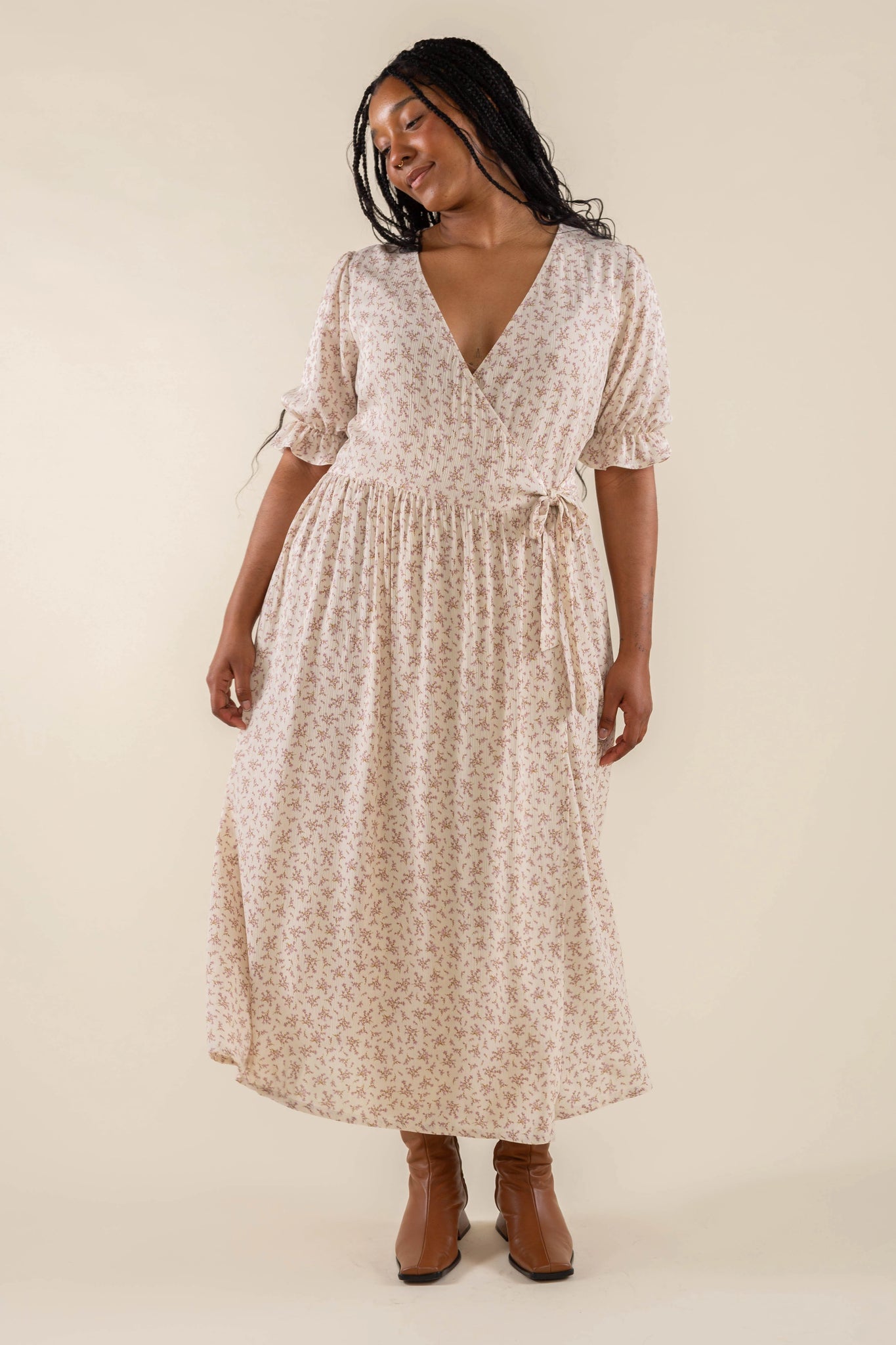 Wrap Ditsy Print Dress