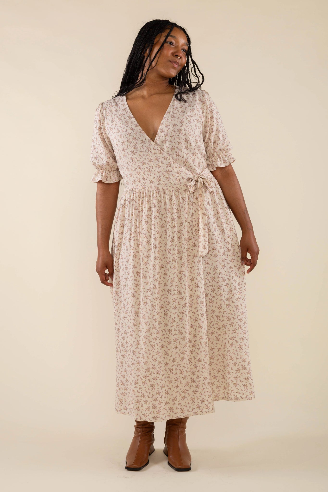 Wrap Ditsy Print Dress