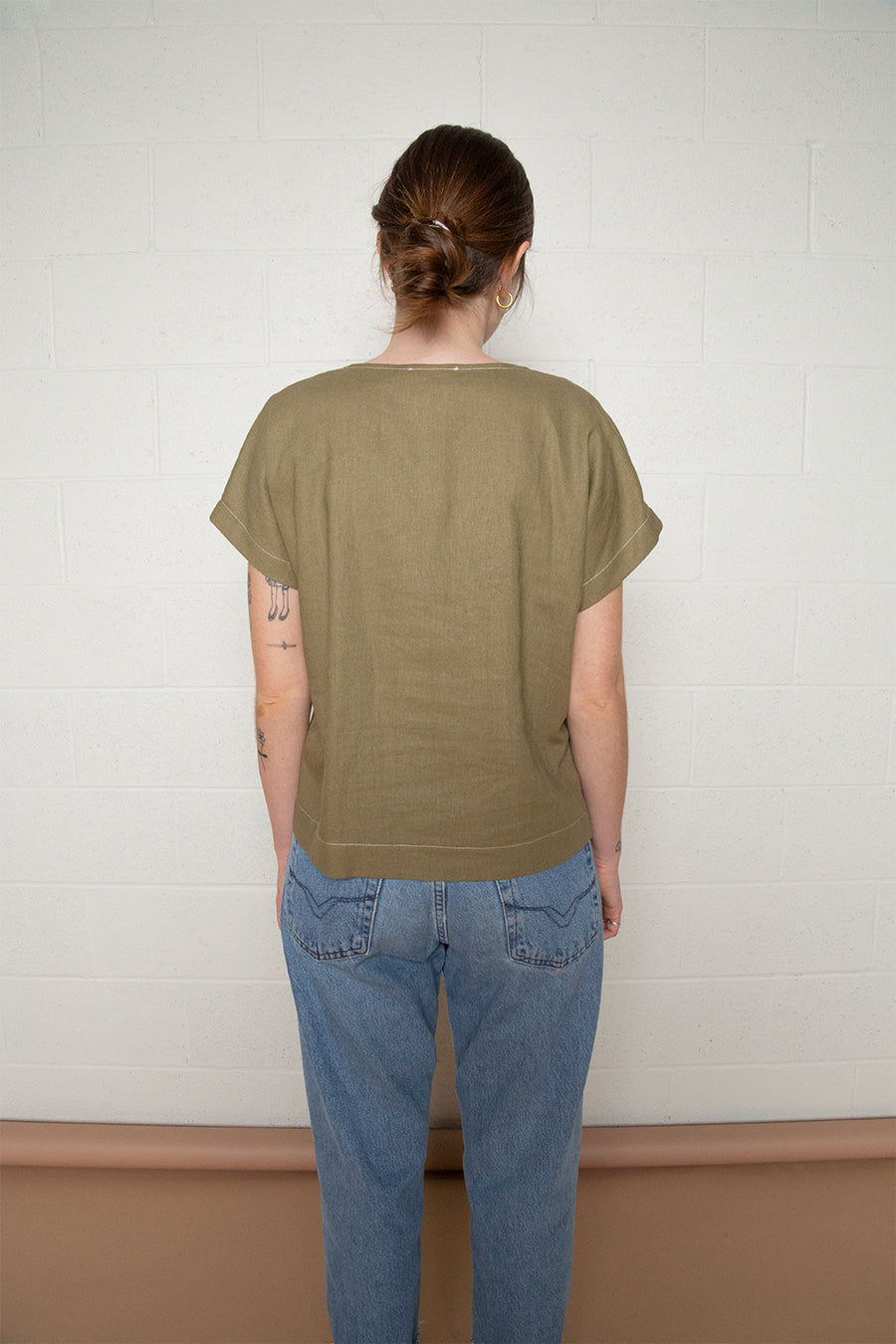 V-neck Linen Blouse