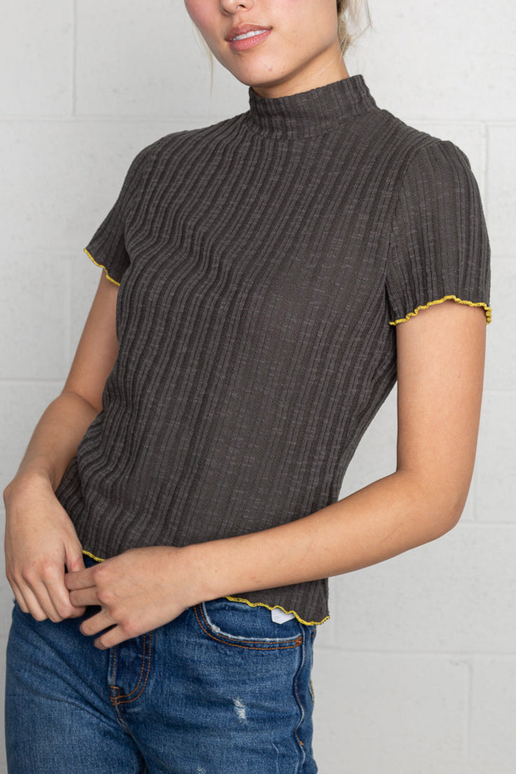 Mock Neck Short Sleeve Tee