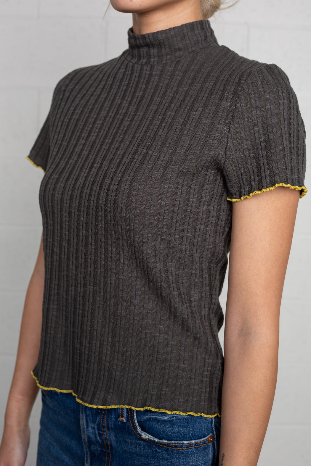 Mock Neck Short Sleeve Tee