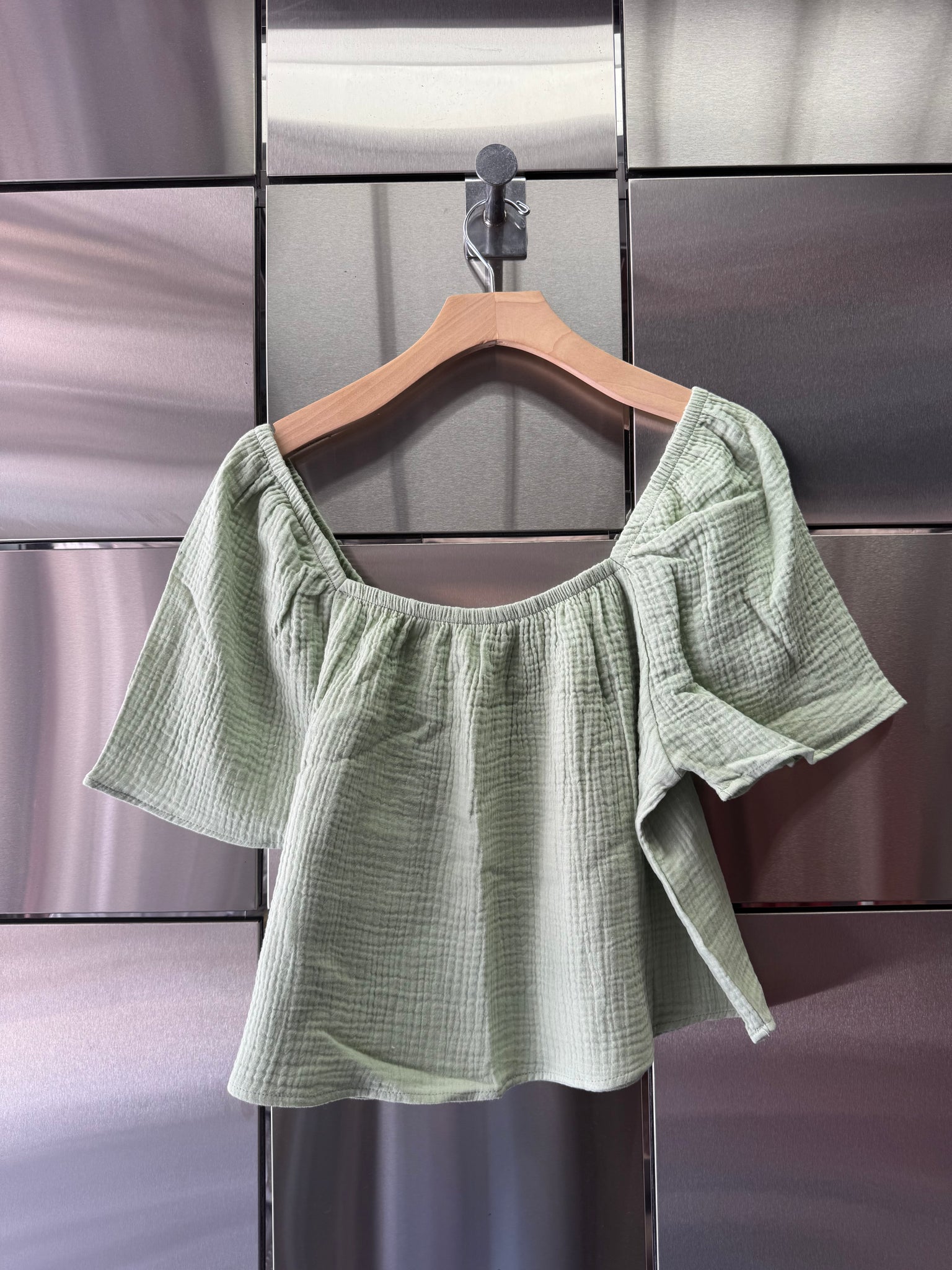 Cotton Gauze Crop Blouse
