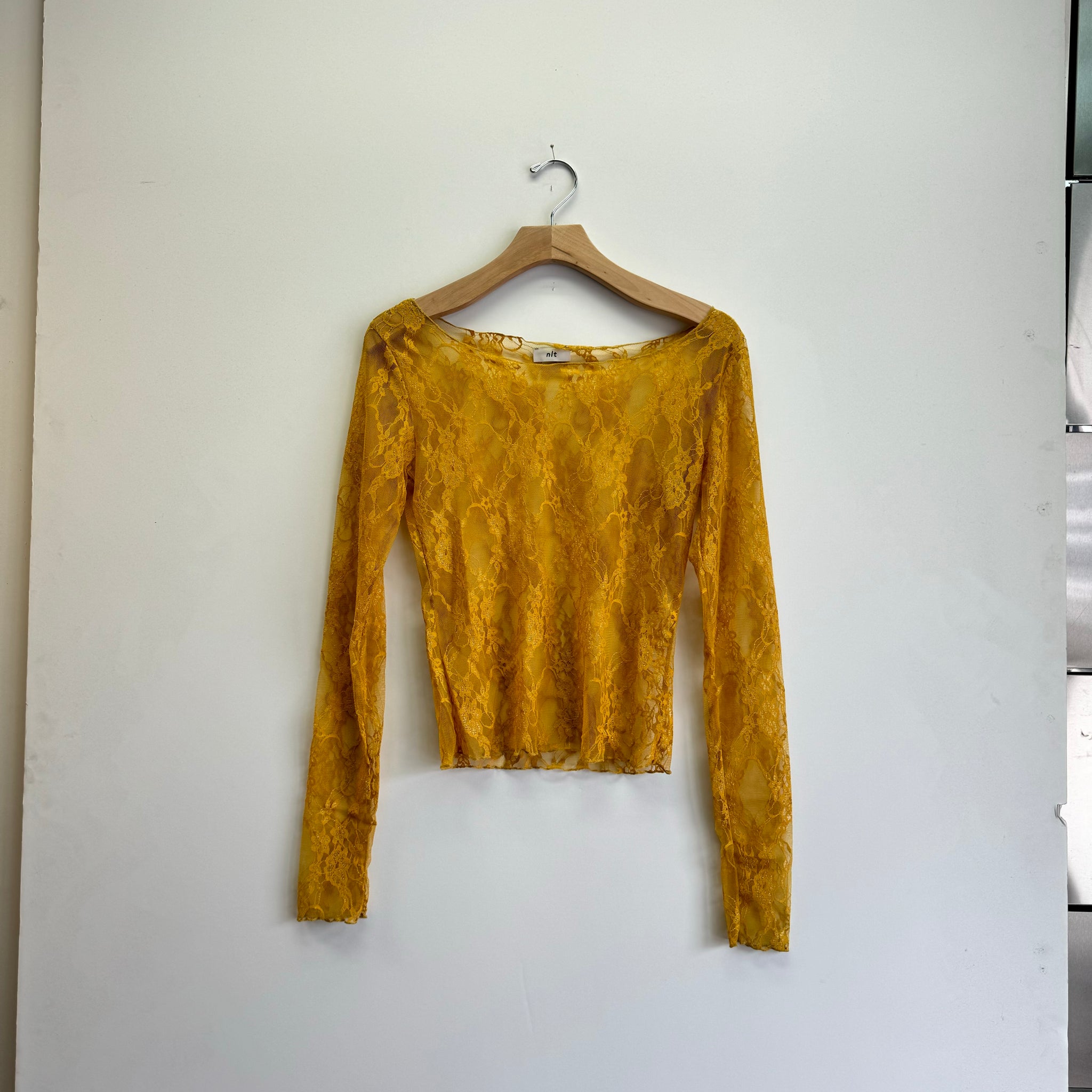 Lace Scoop Neck Top - Mustard