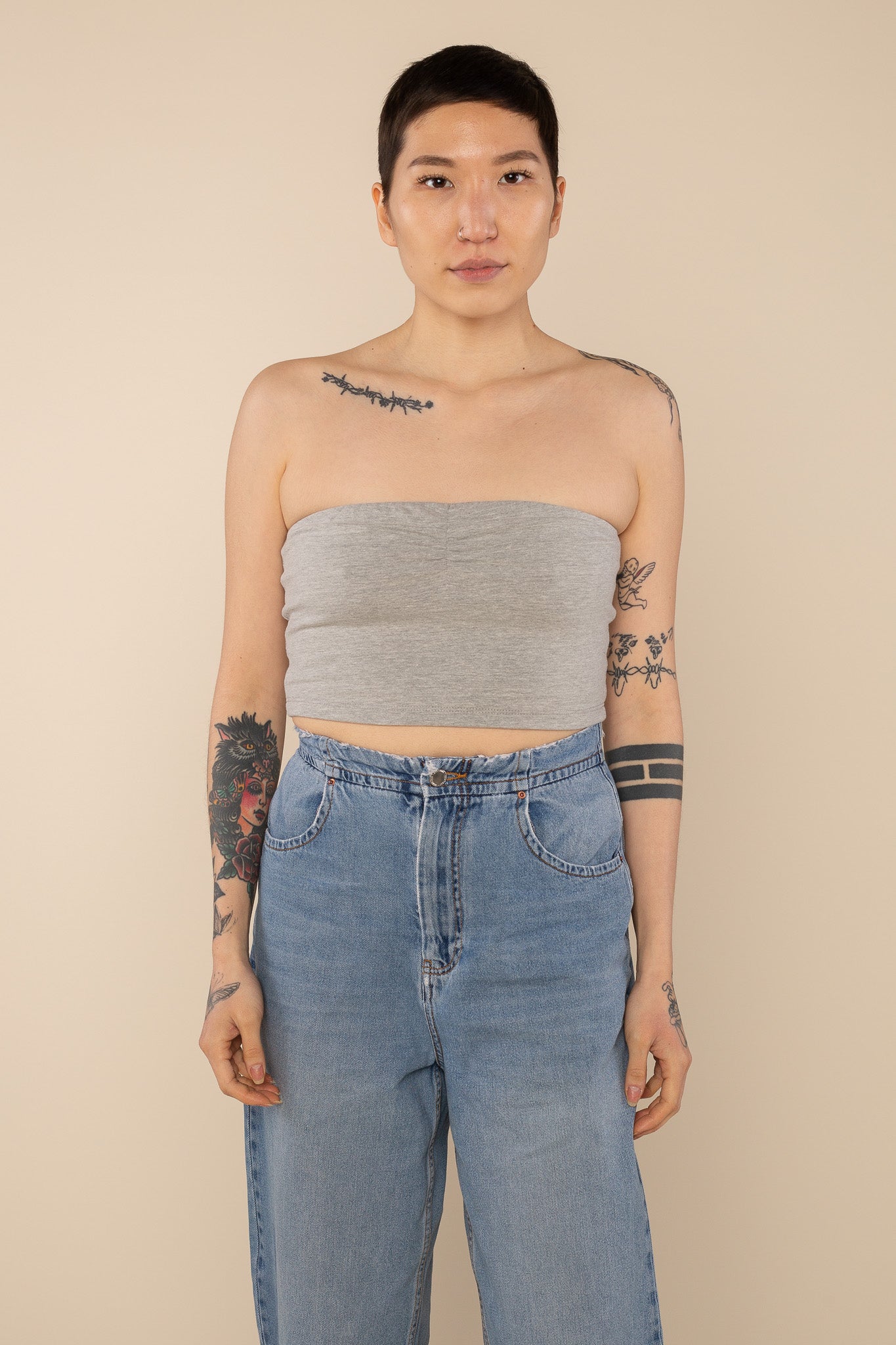 Cotton Jersey Cropped Bandeau Top