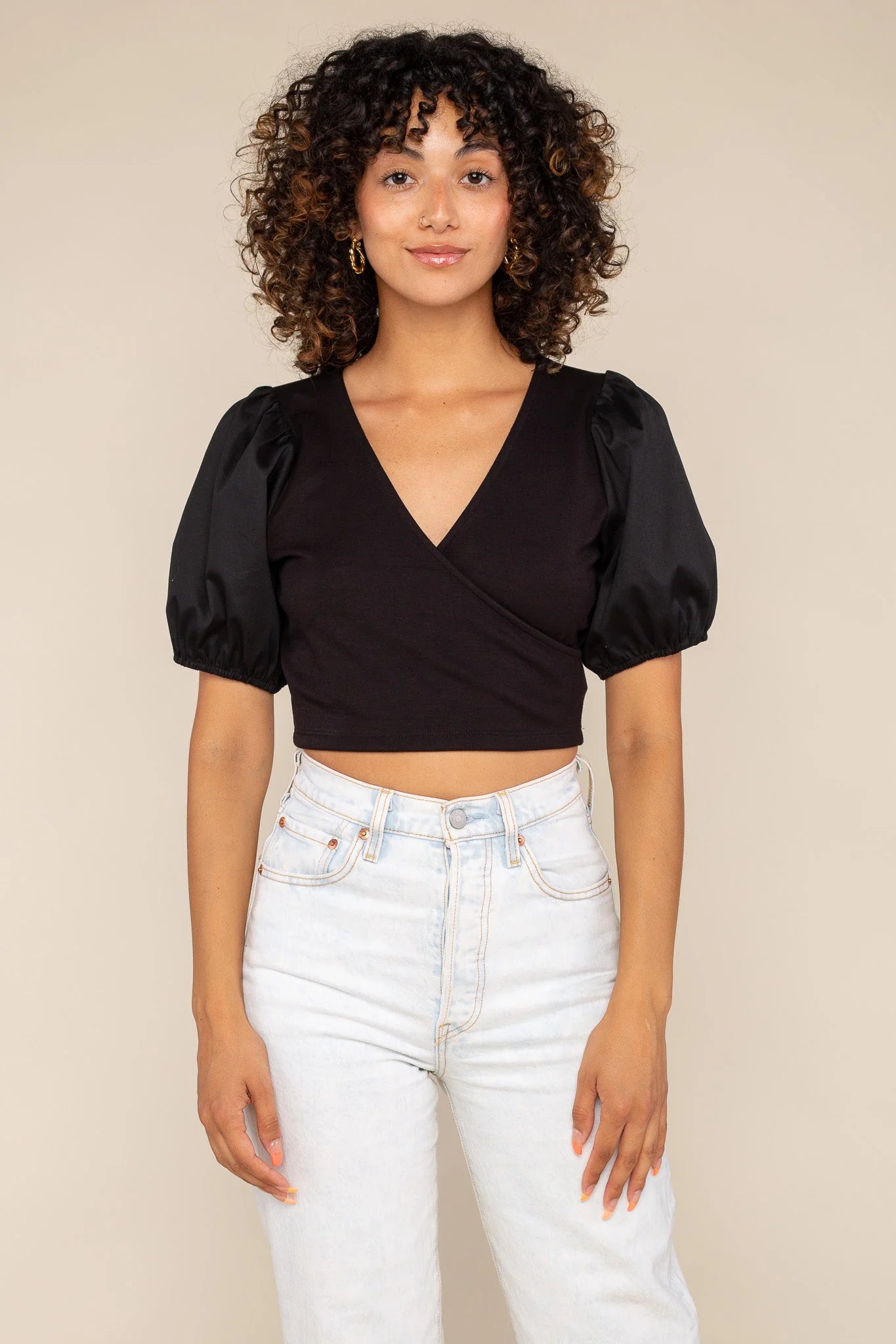 Poplin Puff Sleeve Blouse