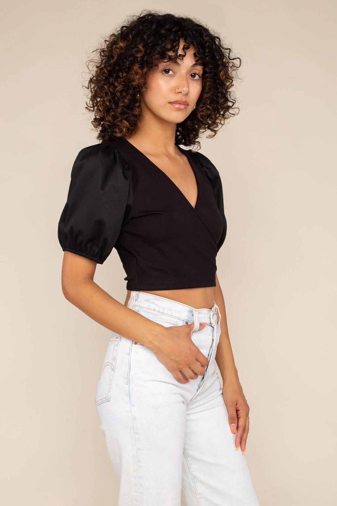 Poplin Puff Sleeve Blouse