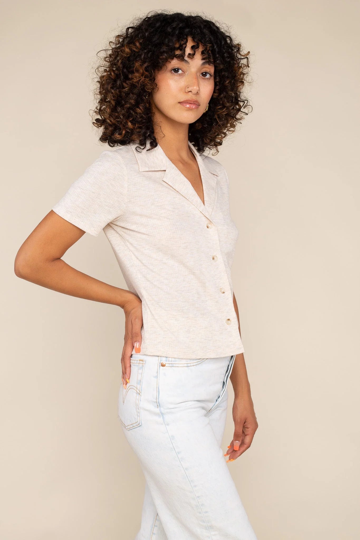 Ribbed Button Up Shirt