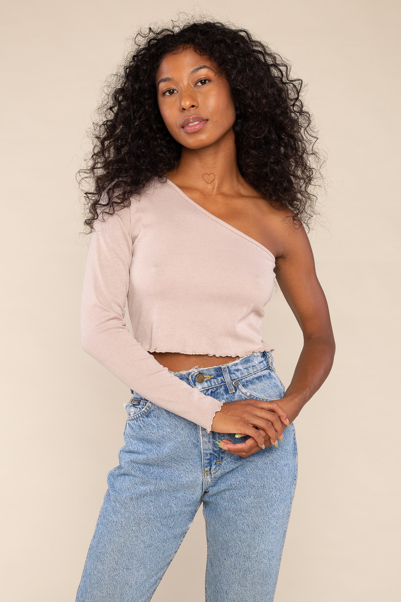 One Shoulder Rib Top