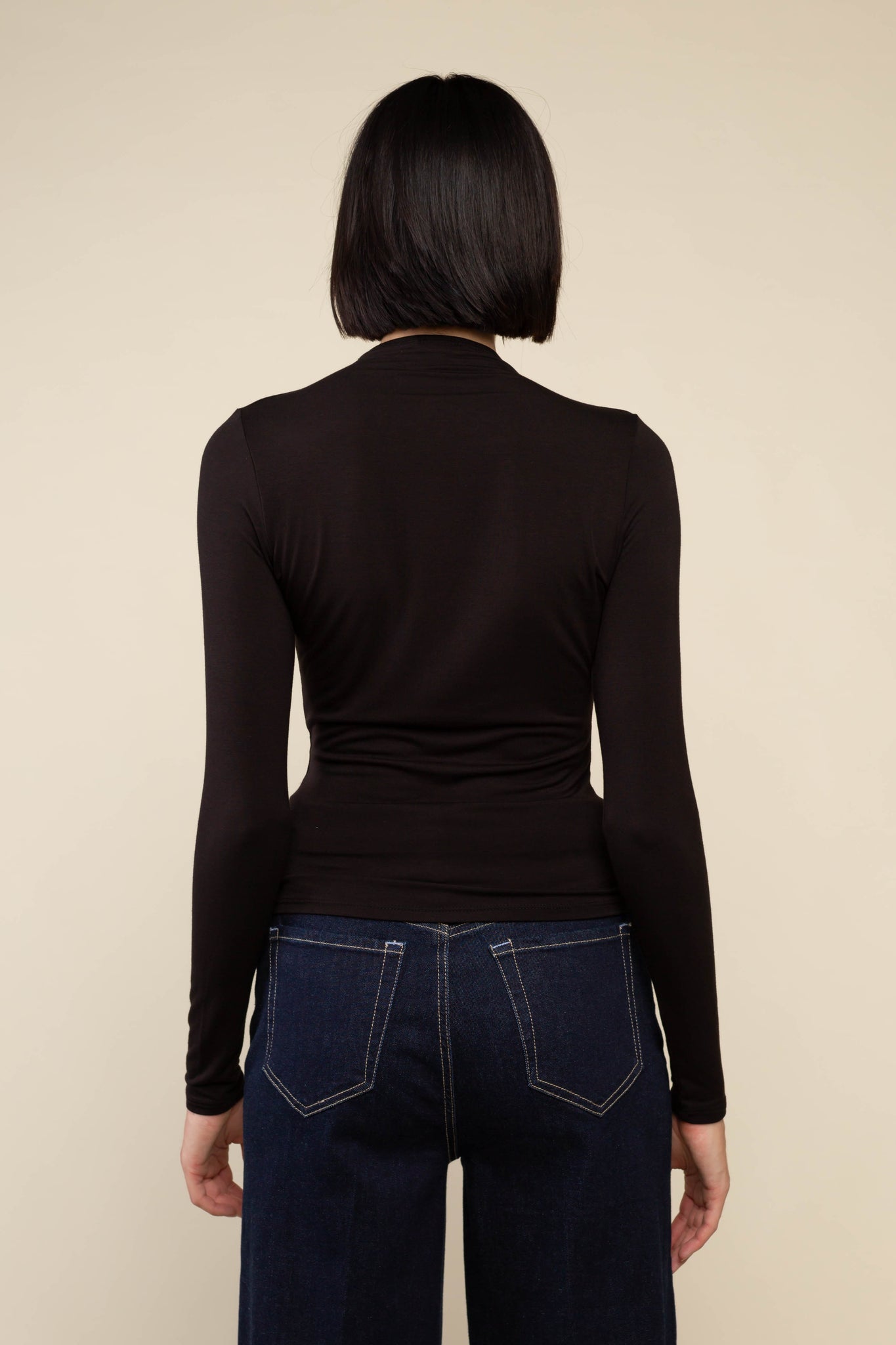 Shirred Center Front Long Sleeve