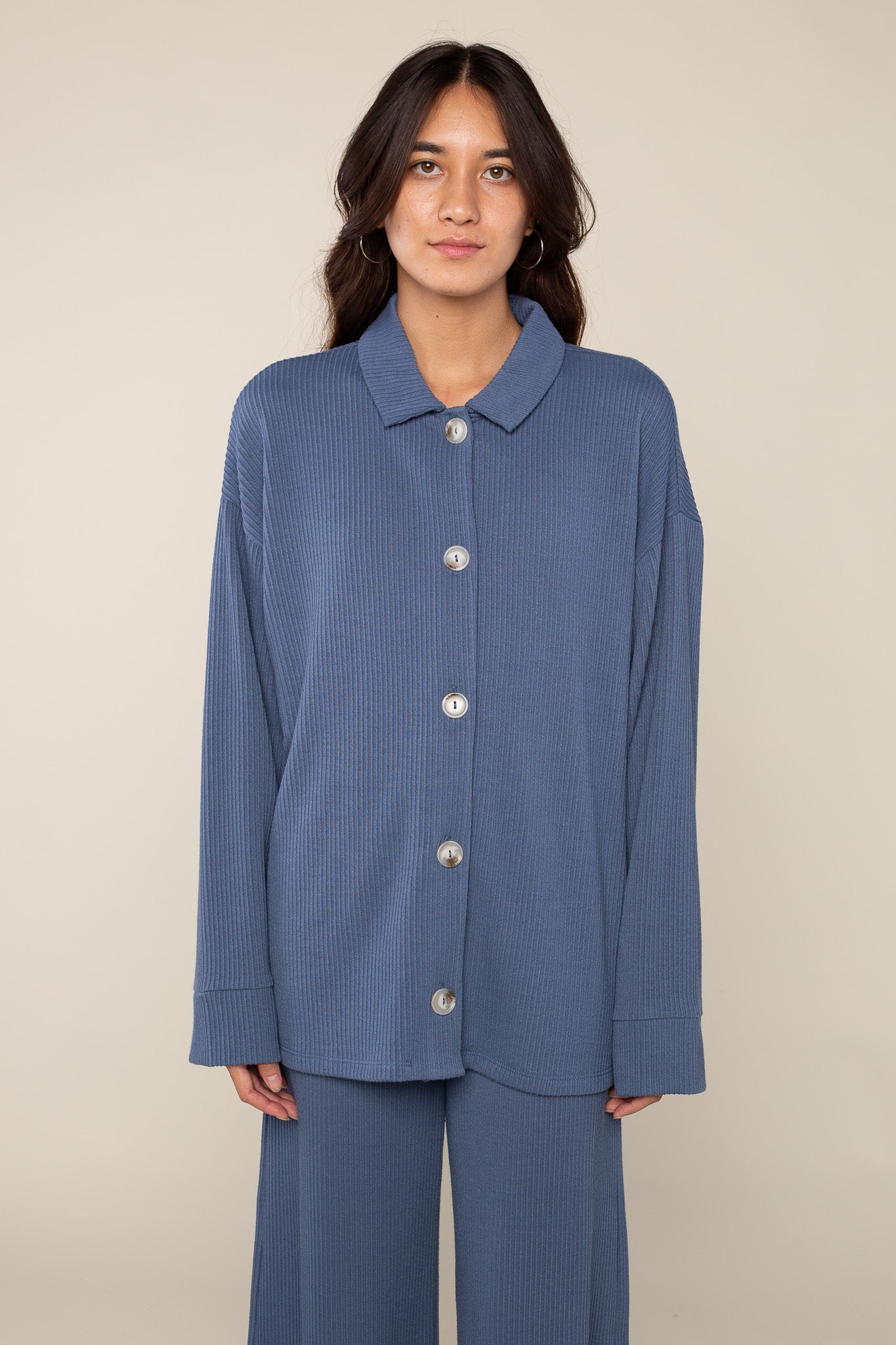 Jacquard Rib Button-Down Jacket