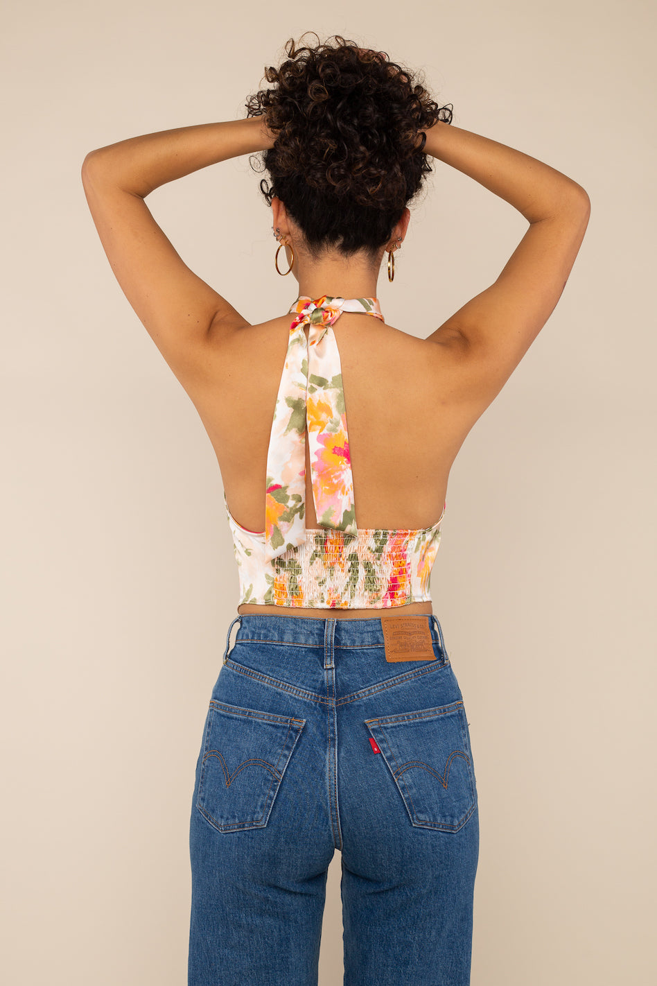 Satin Halter Triangle Top