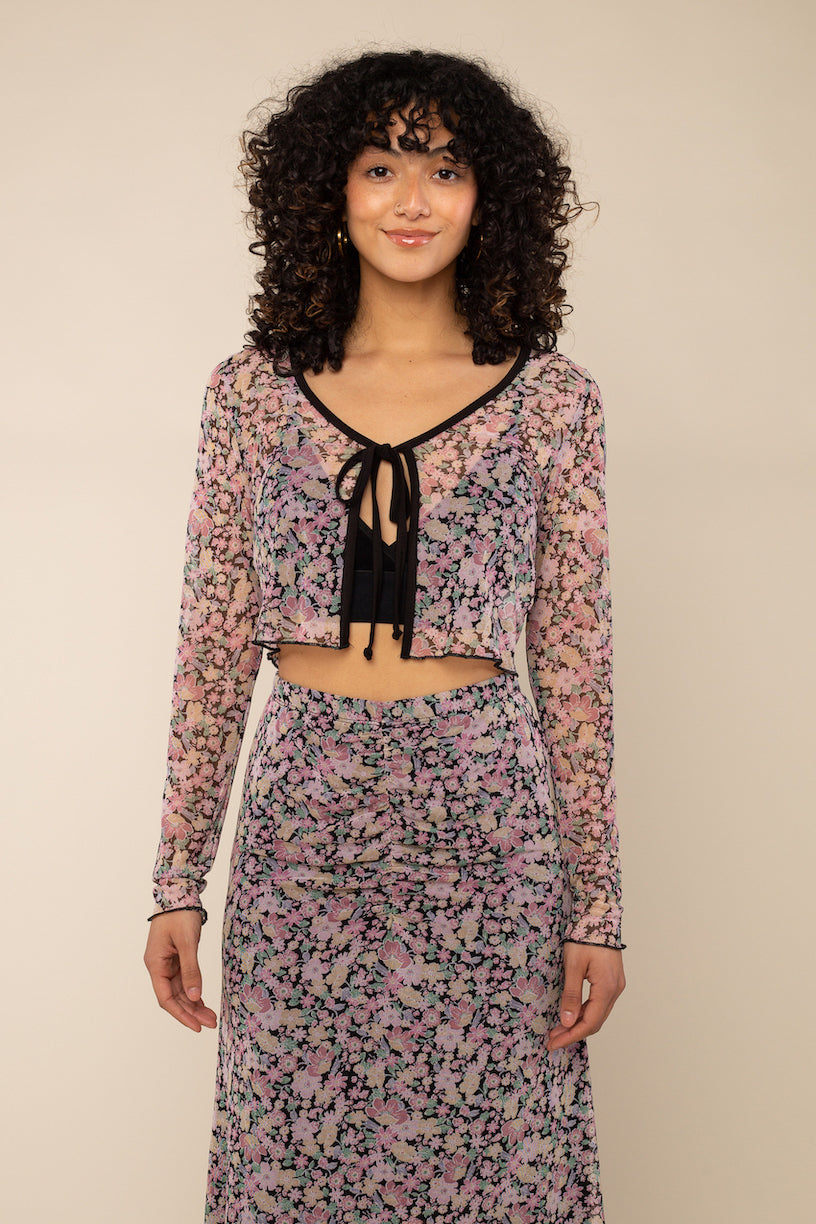 Floral Mesh Cover Up Top