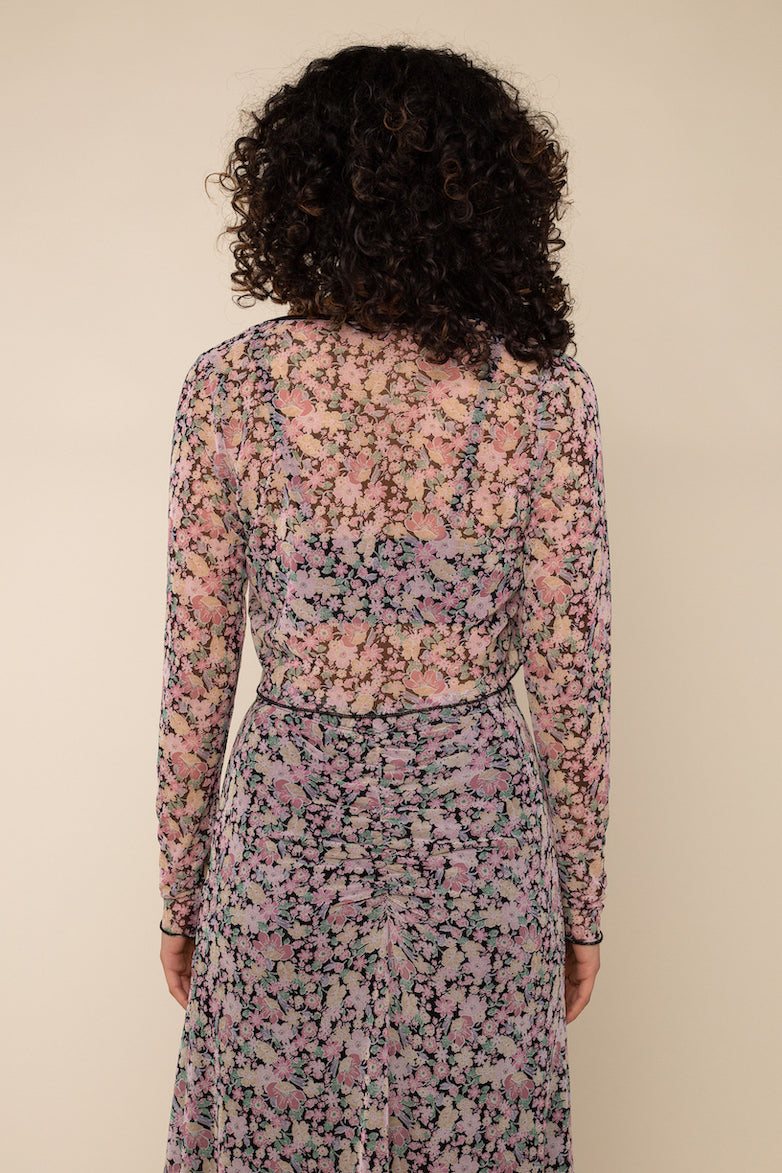 Floral Mesh Cover Up Top