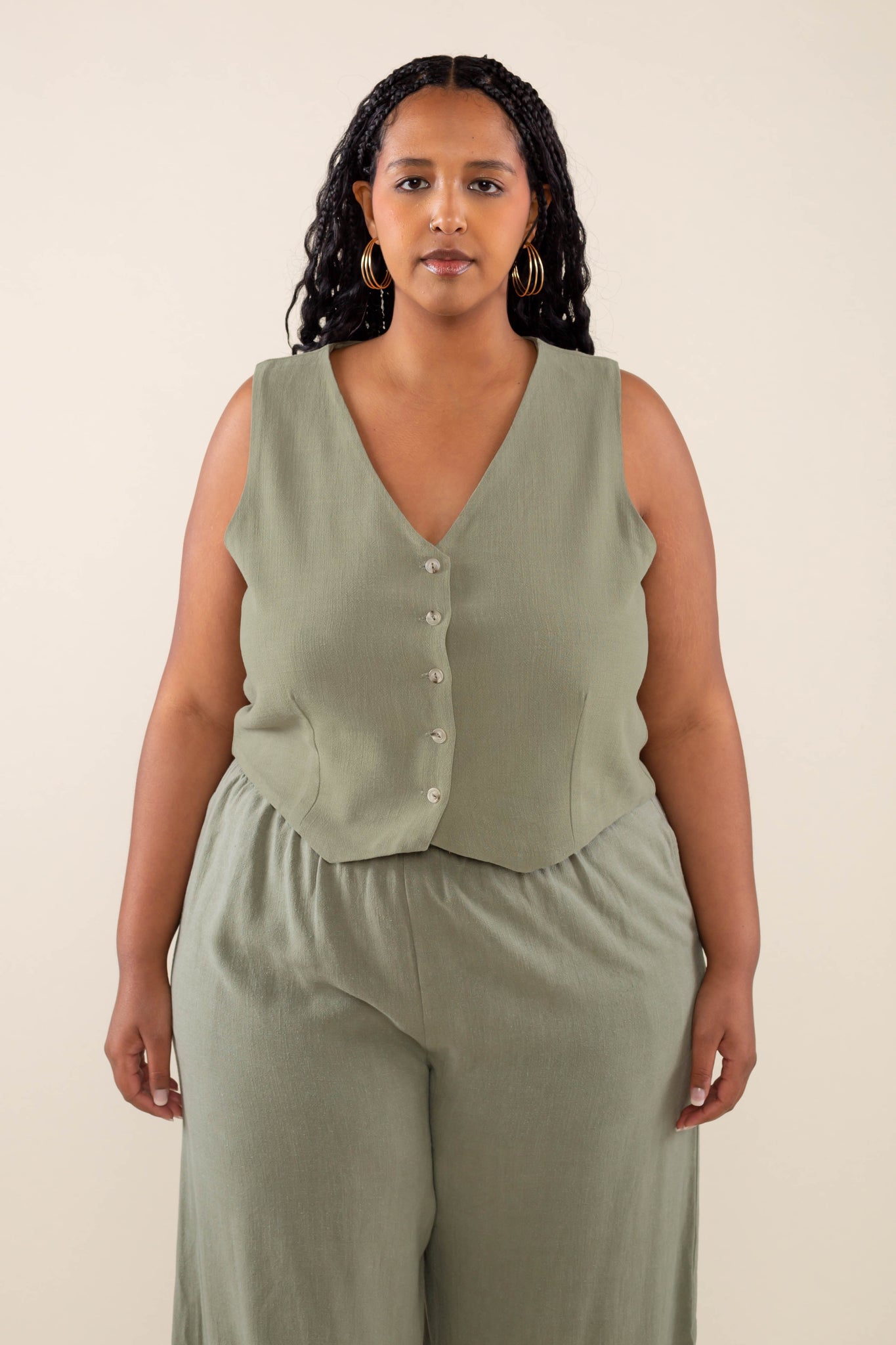 Linen Button Up Vest