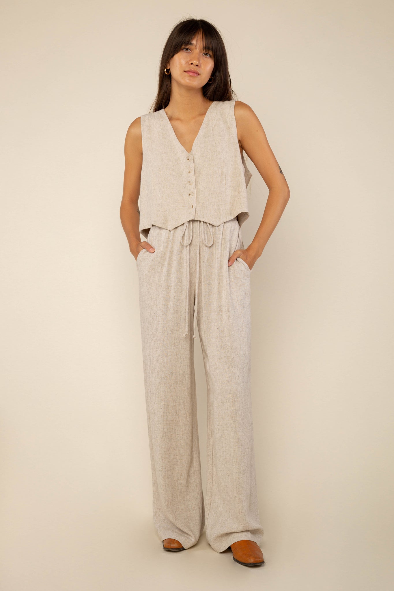 Linen Button Up Vest