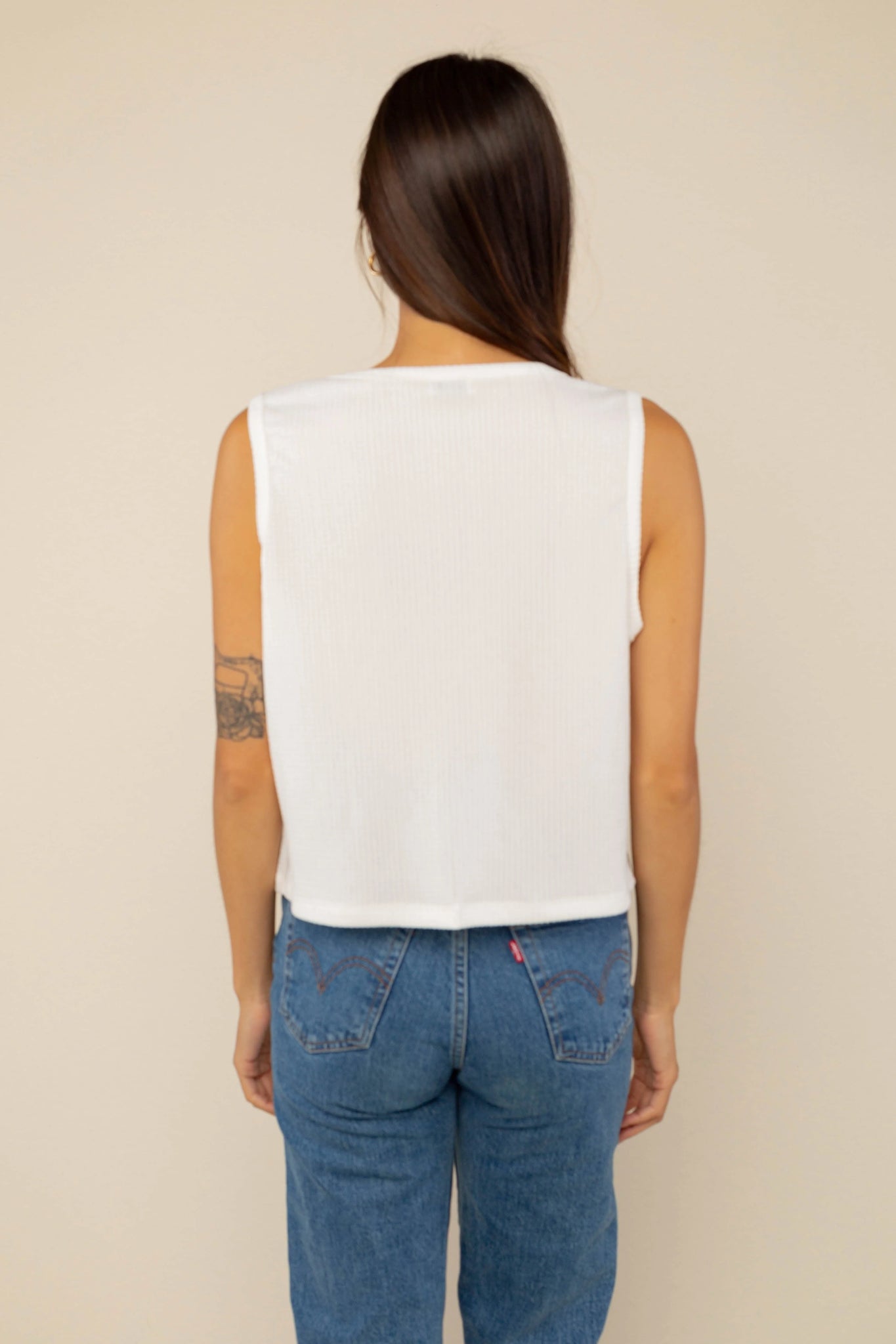 Textured Button Front Tank