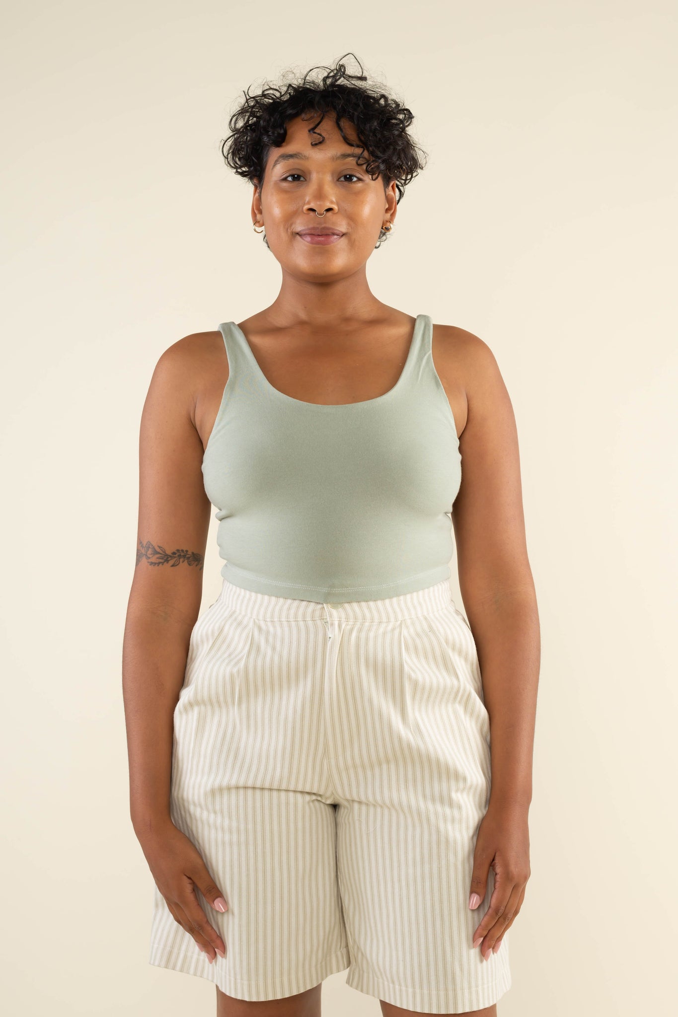 Hemp Cotton U-Neck Jersey Crop Tank
