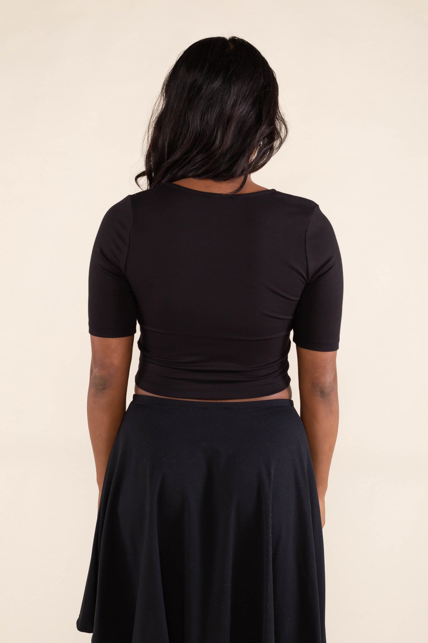 Asymmetrical Crop Mid Sleeve Top
