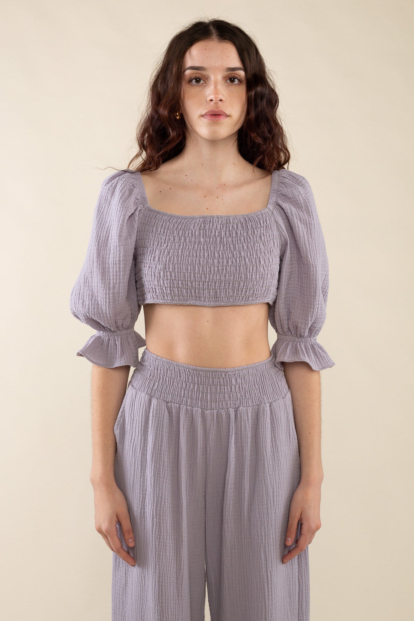 Cotton Gauze Crop Blouse