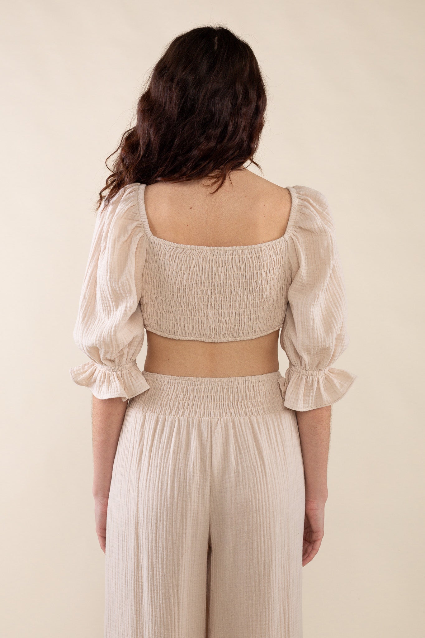 Cotton Gauze Crop Blouse