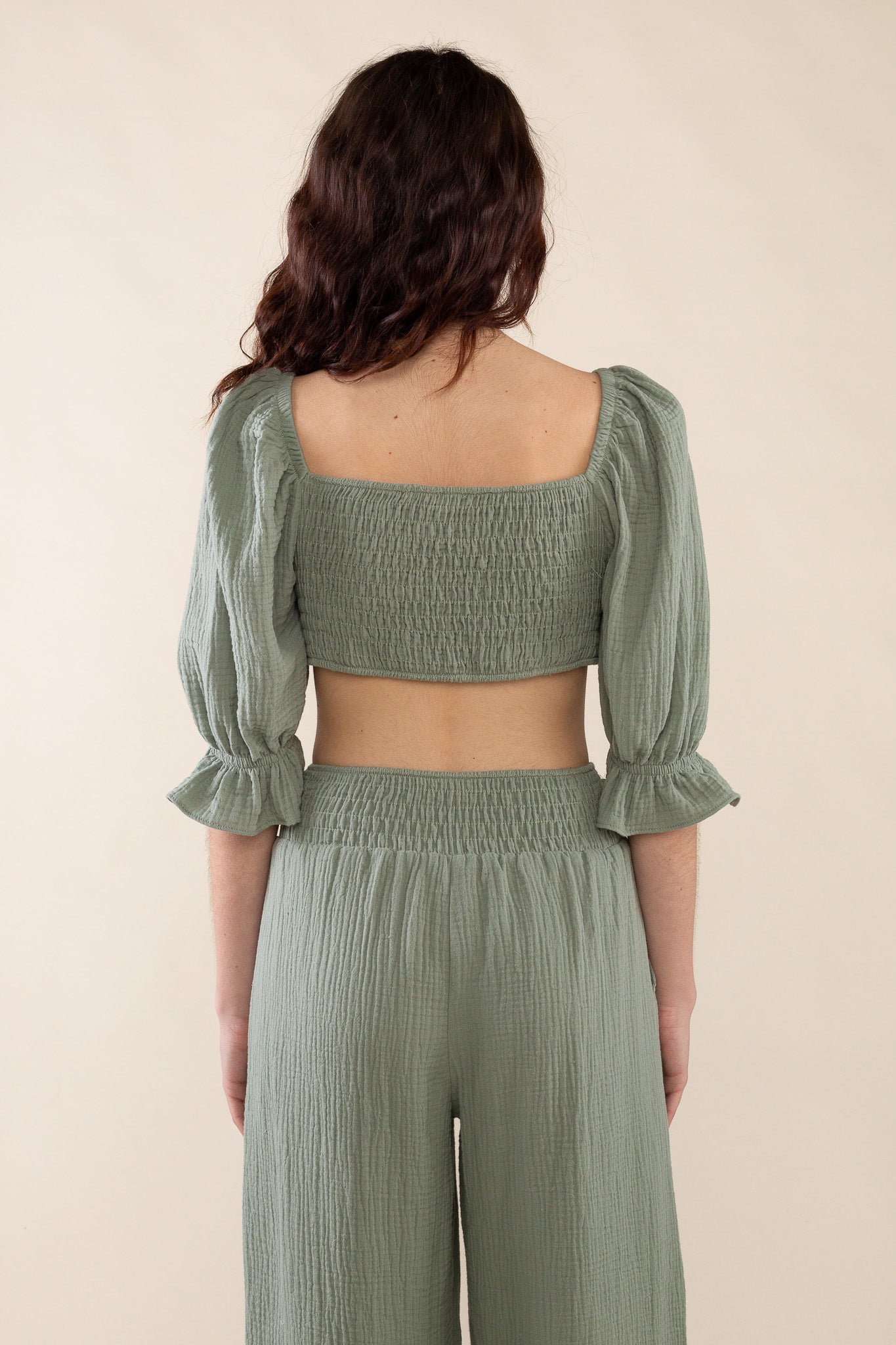 Cotton Gauze Crop Blouse